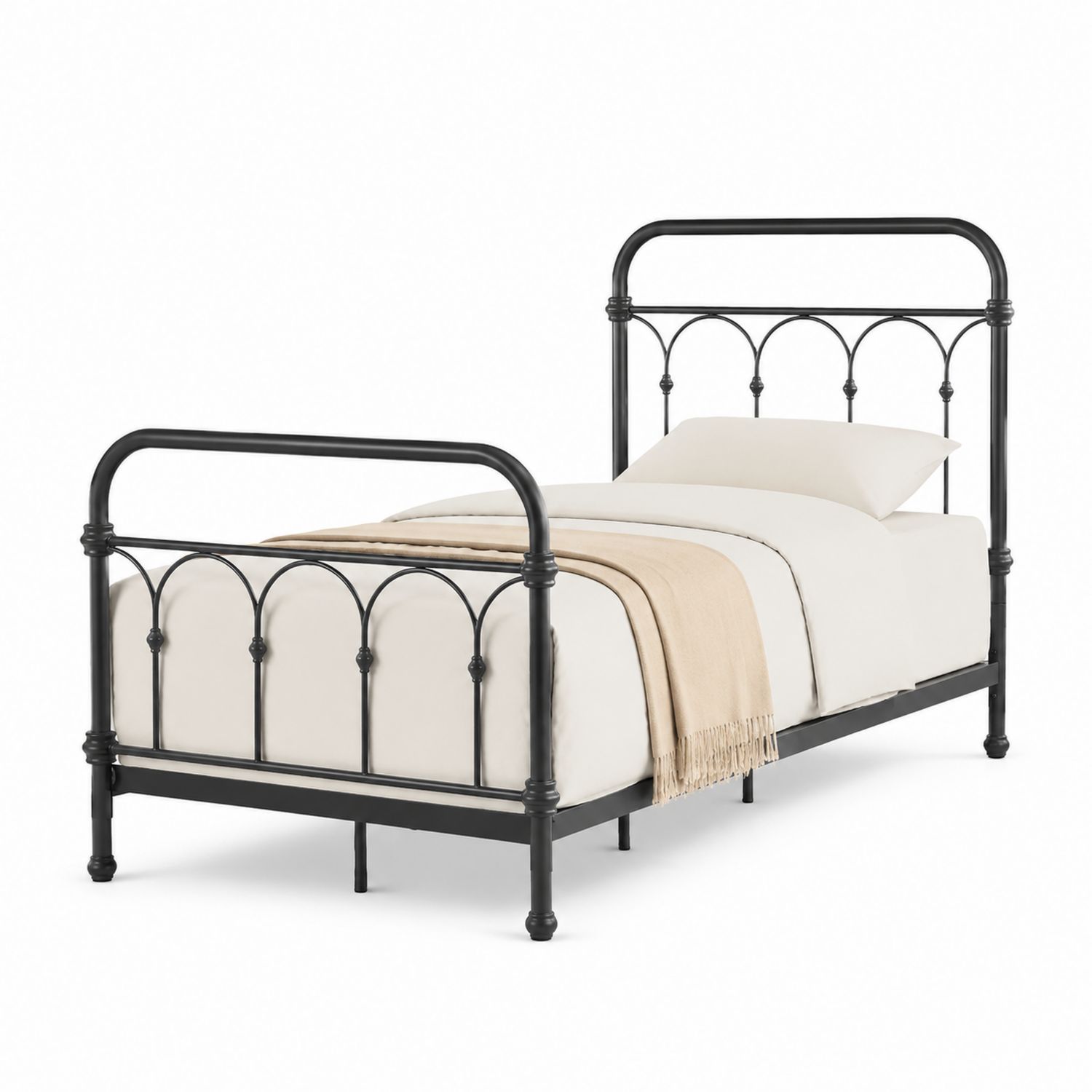 Cama individual de acero negro 200x100 cm-Omnilevar