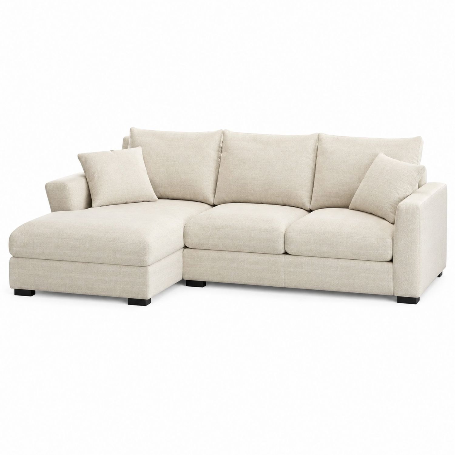Sofá seccional en forma de L tapizado en poliéster beige-Omnilevar