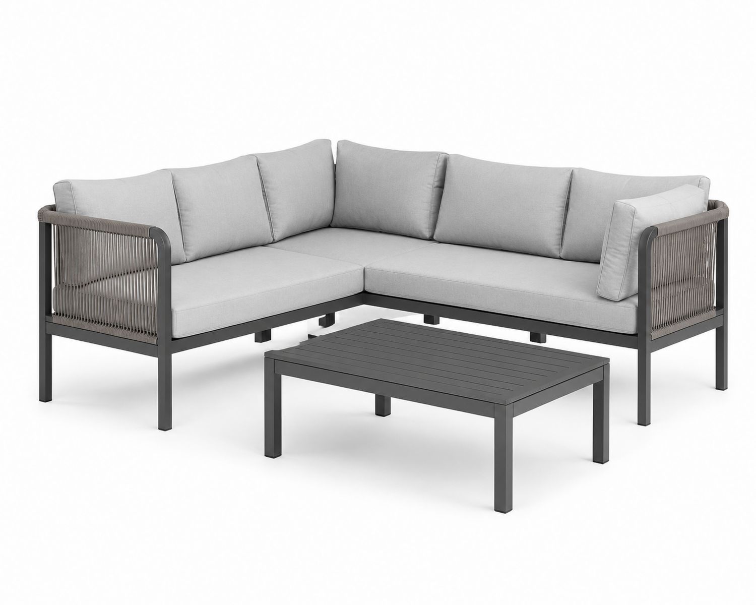 Conjunto de Sofá Esquinero de Aluminio para Exterior con Cojines Gris Claro-Omnilevar