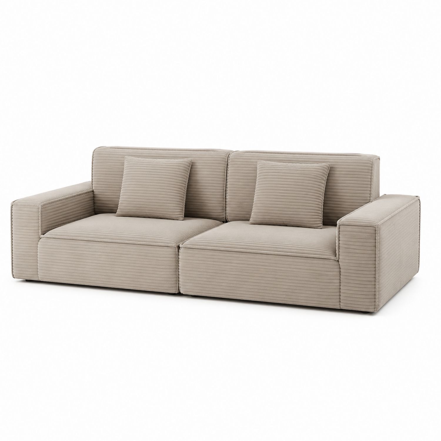 Sofá modular de tela beige con cojines 300x100x85 cm-Omnilevar