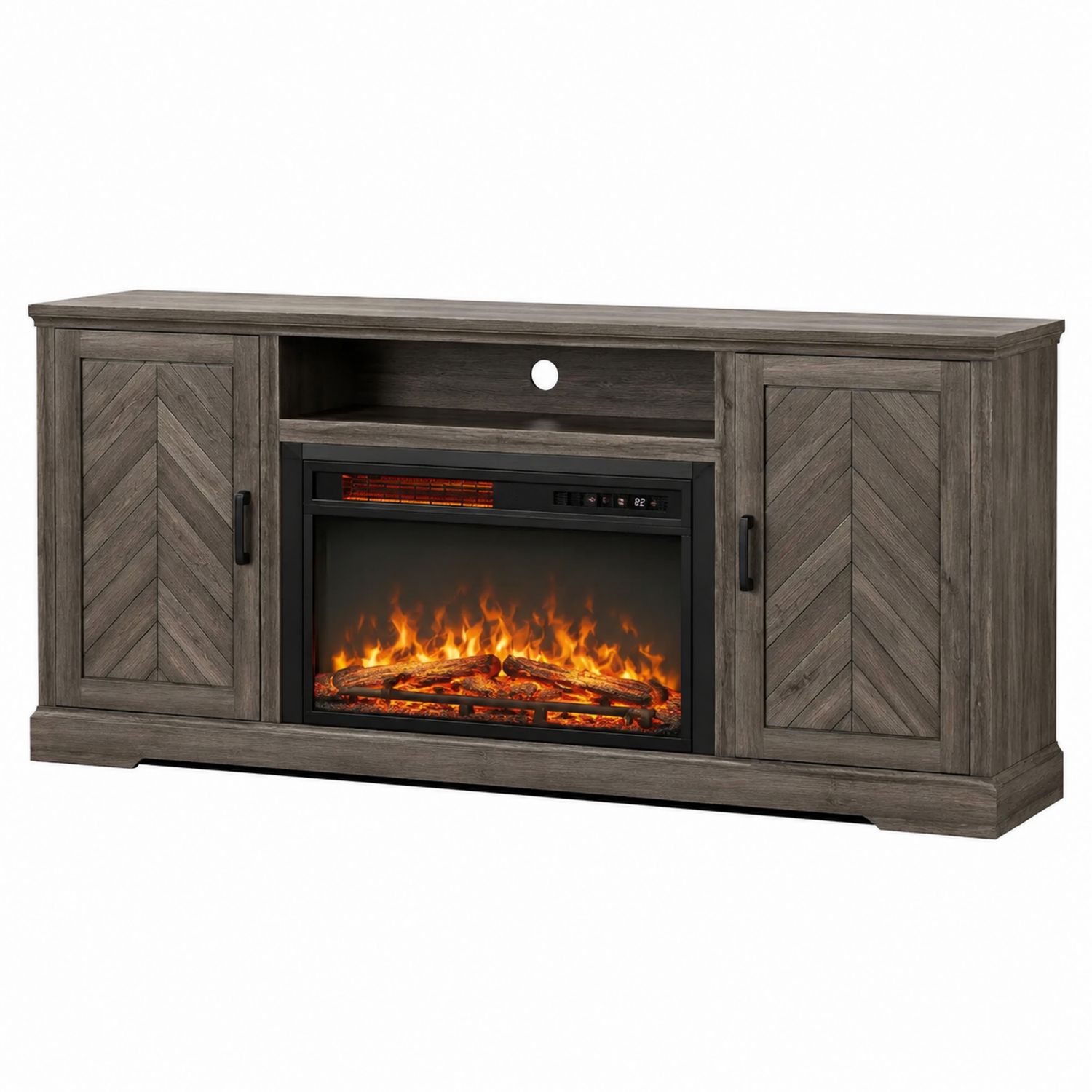 Mueble para TV con Chimenea Eléctrica de Madera Marrón-Omnilevar