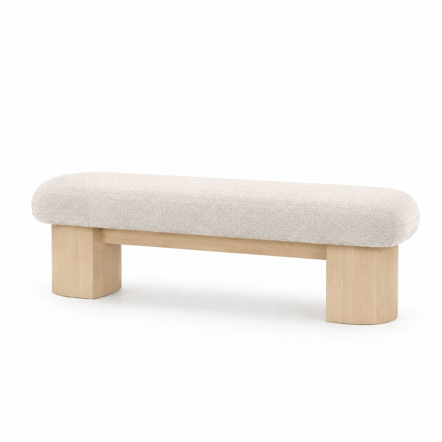 Banco de Tela Beige con Patas de Roble 140x40x45 cm-Omnilevar