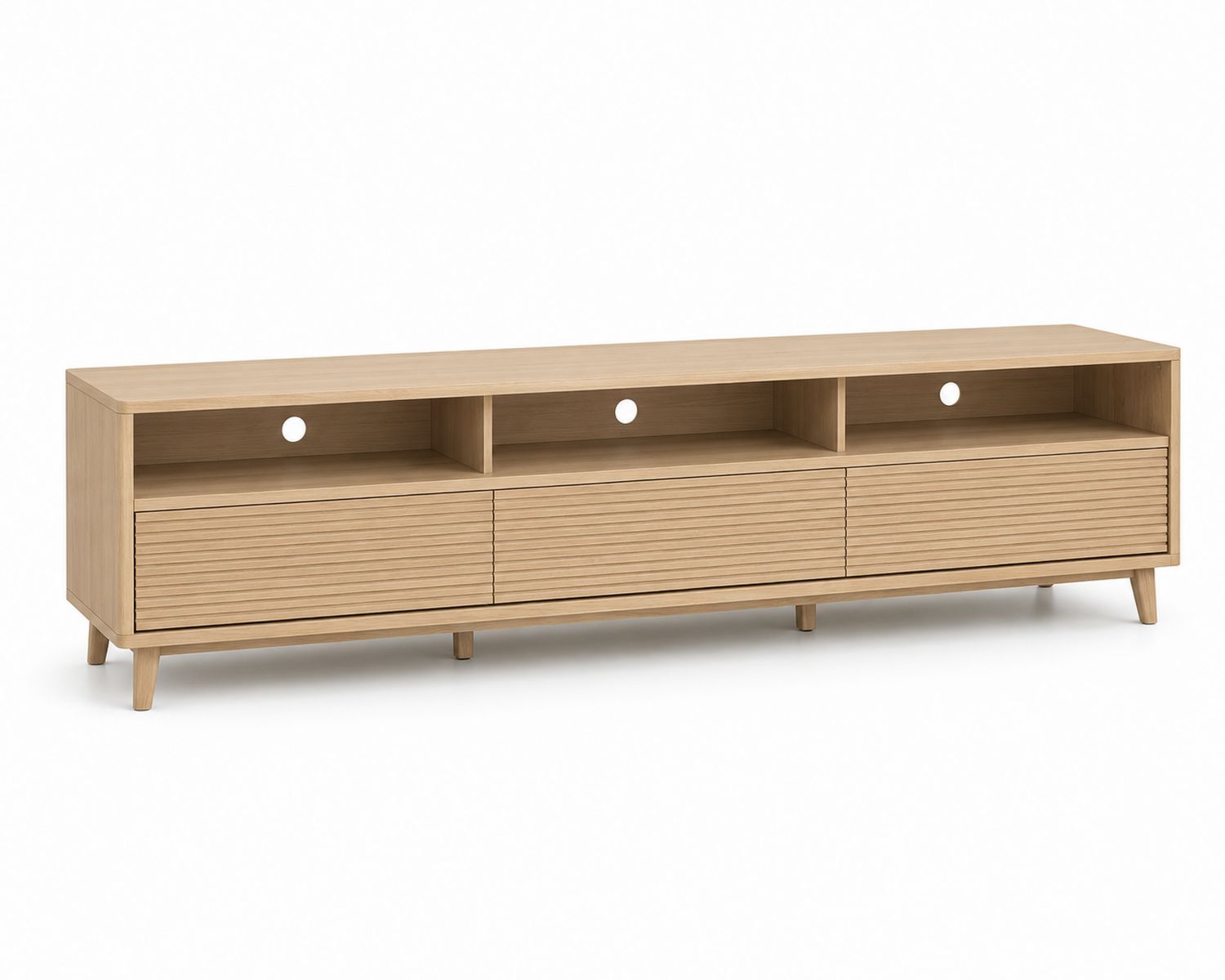 Mueble de TV de madera con estantes y puertas 180 cm-Omnilevar