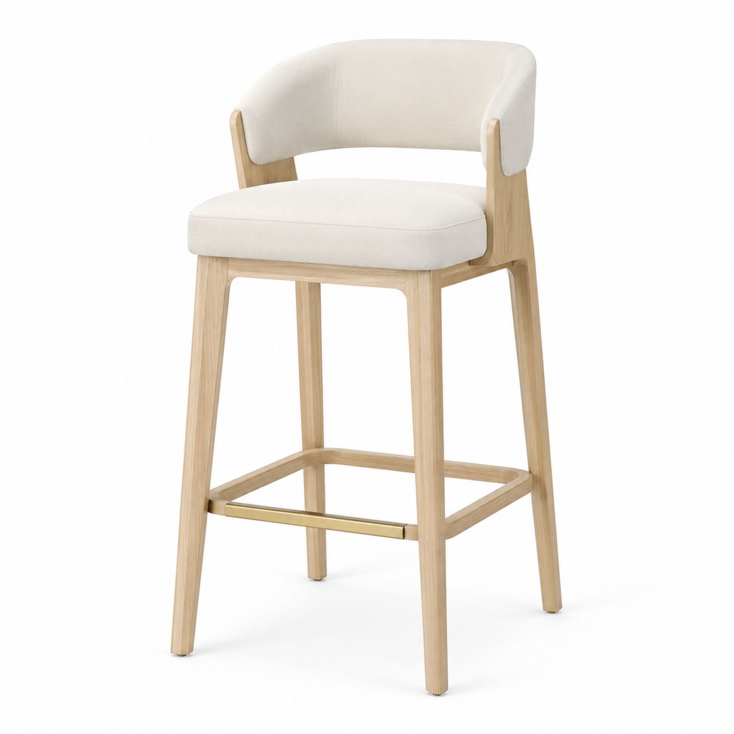 Taburete de madera maciza y tela de poliéster Beige-Omnilevar