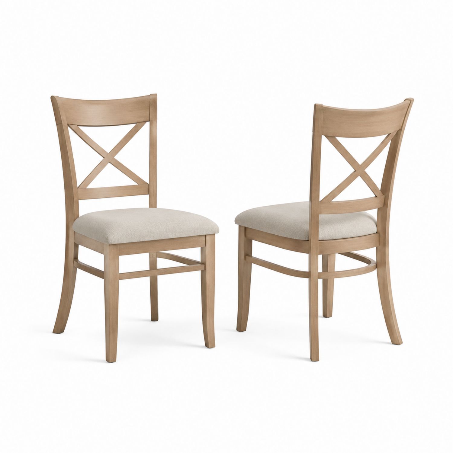 Juego de 2 sillas de haya con asiento de poliéster beige-Omnilevar