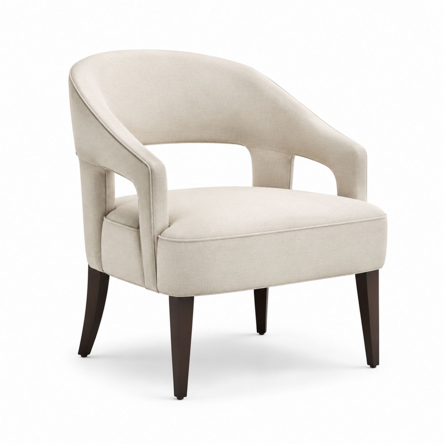 Silla de madera con respaldo curvo y tapizado beige-Omnilevar