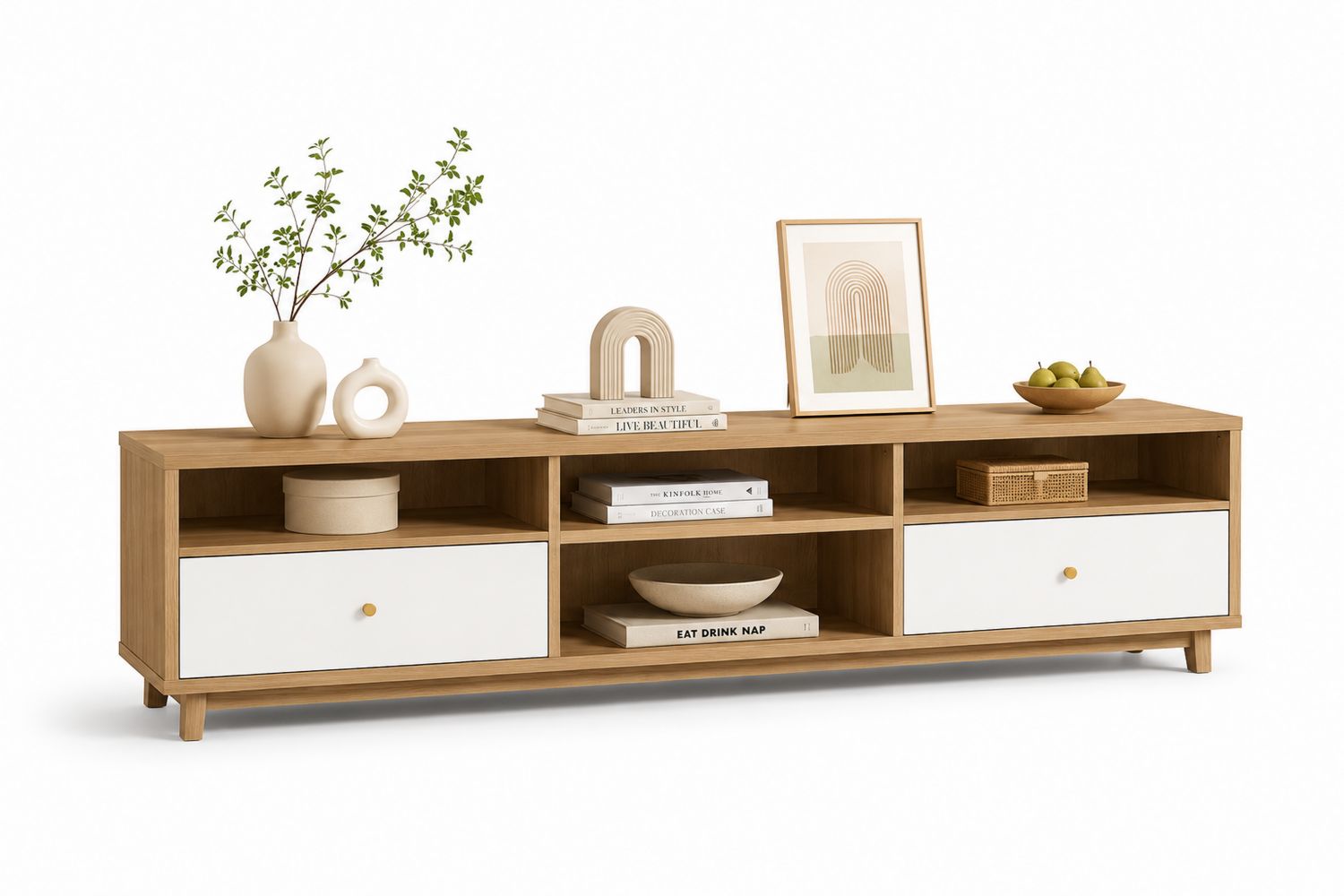 Mueble para TV de madera con cajones de MDF 180x40x50 cm-Omnilevar