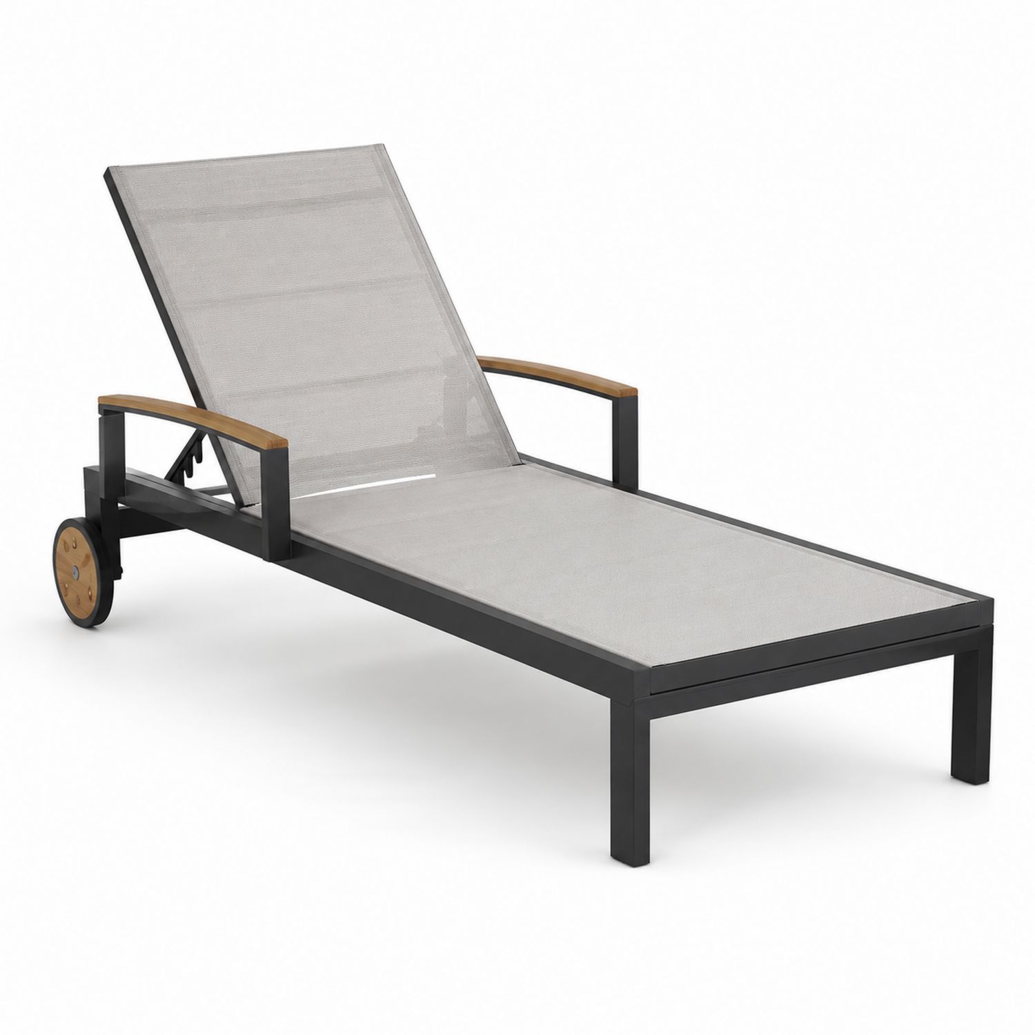 Tumbona de Aluminio Ajustable con Textileno y Madera-Omnilevar