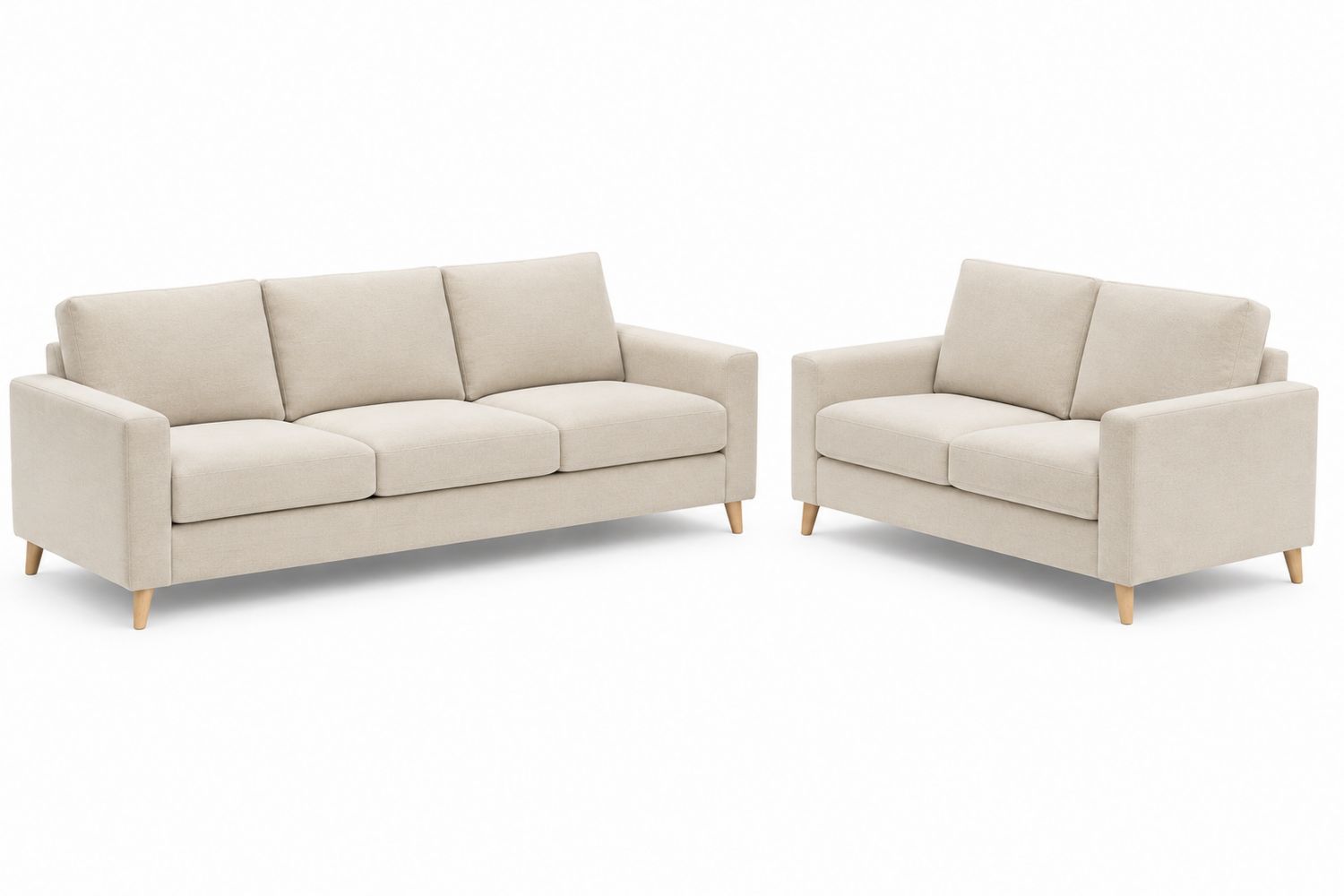 Juego de Sofás 3+2 Plazas Tela de Poliéster Beige-Omnilevar