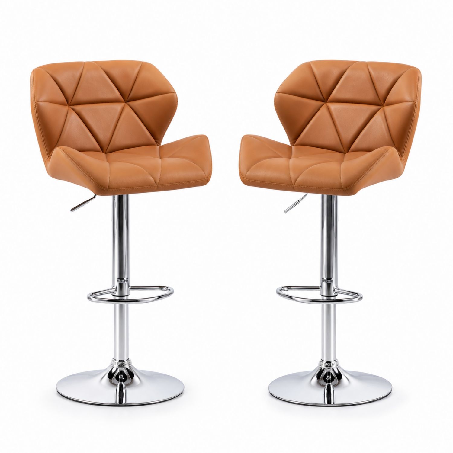 Taburetes de bar de cuero sintético y metal cromado, altura ajustable-Omnilevar