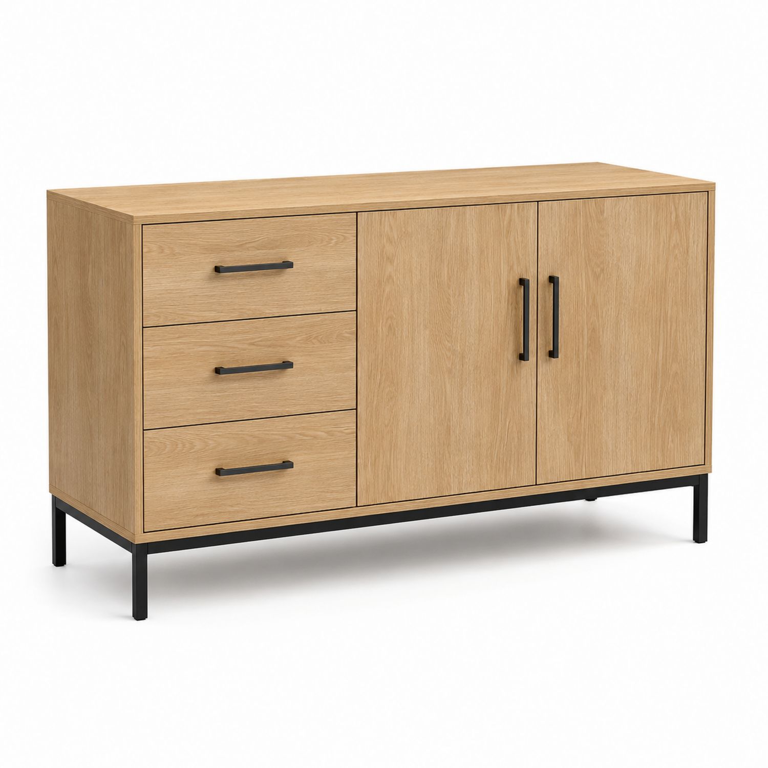 Aparador de Madera y Metal con Cajones y Puertas 100x40x80 cm-Omnilevar