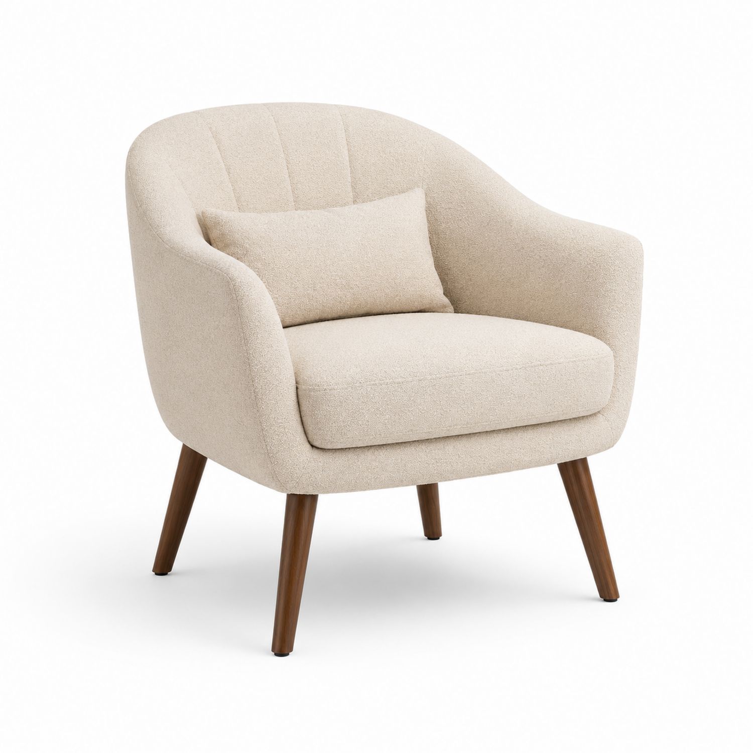 Silla Beige de Tela con Patas de Madera-Omnilevar
