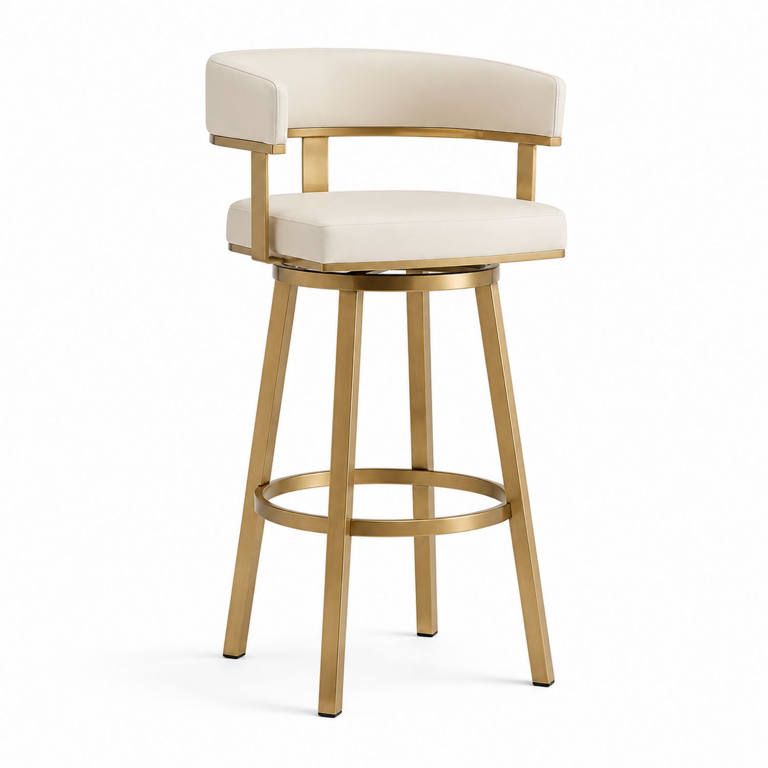 Taburete de bar de acero y PU color crema-Omnilevar