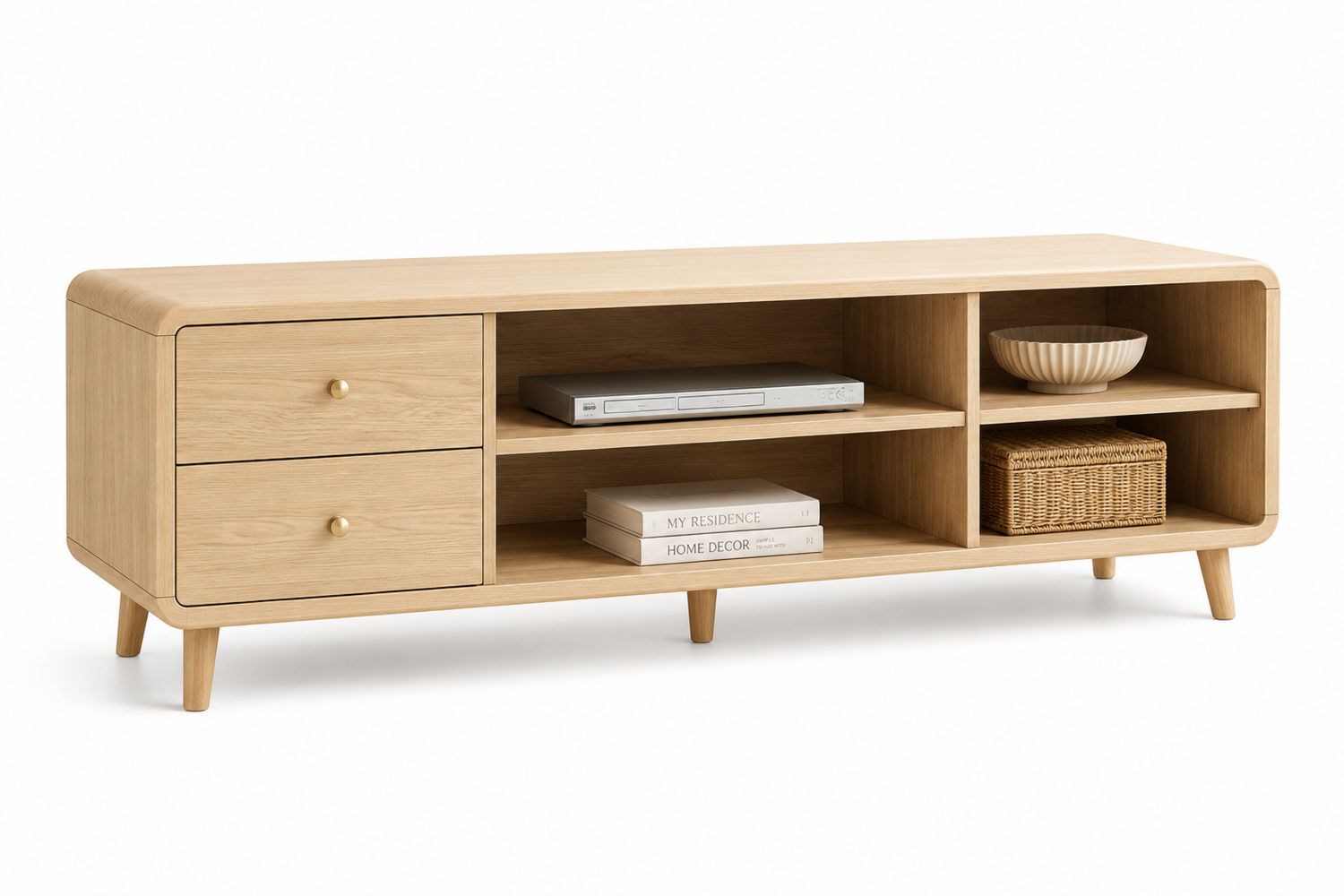 Mueble para TV de madera con cajones y estantes-Omnilevar