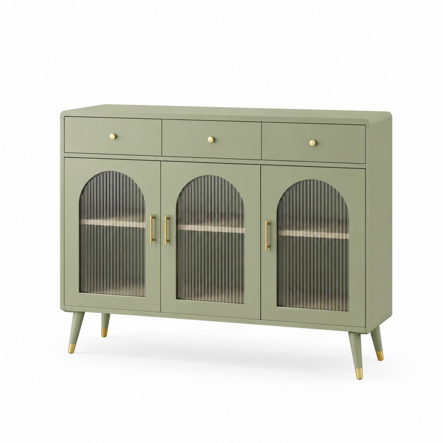 Aparador de MDF y Vidrio Ondulado Verde 120x38x85 cm-Omnilevar
