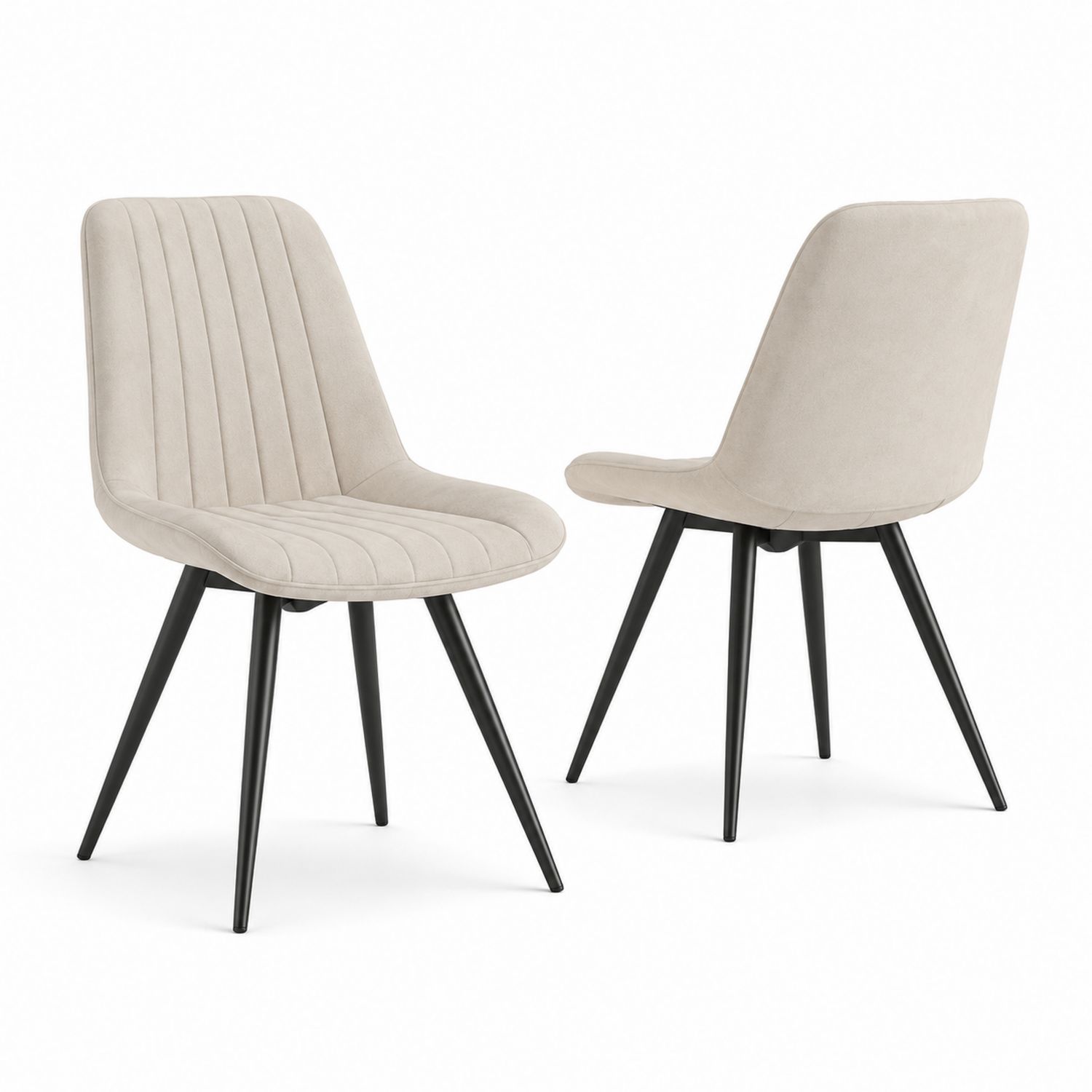 Juego de 2 sillas de microfibra beige con patas de metal negro-Omnilevar