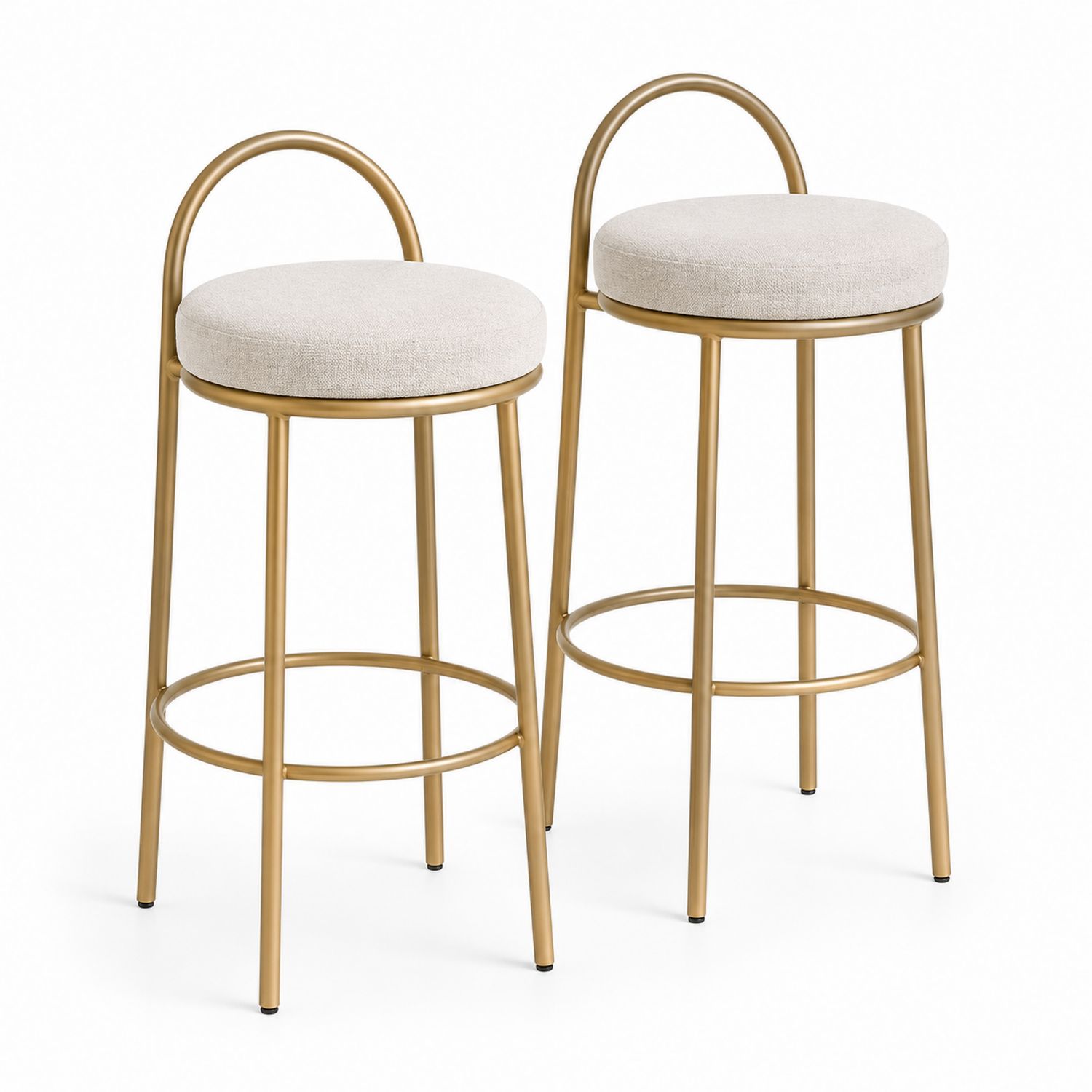 Taburetes de Metal con Asiento de Tela Beige-Omnilevar