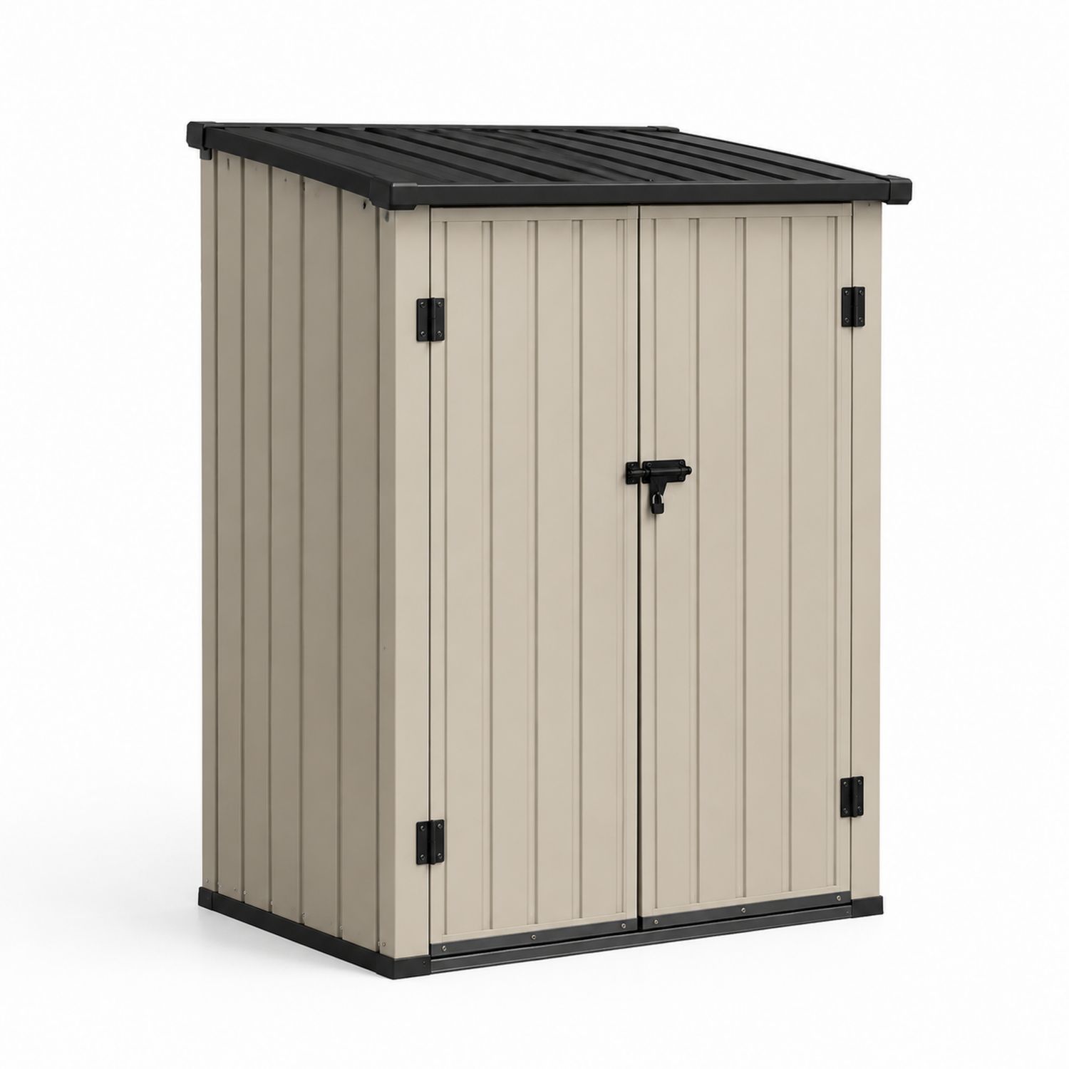 Cobertizo vertical de plástico beige/negro 140x80x150 cm-Omnilevar