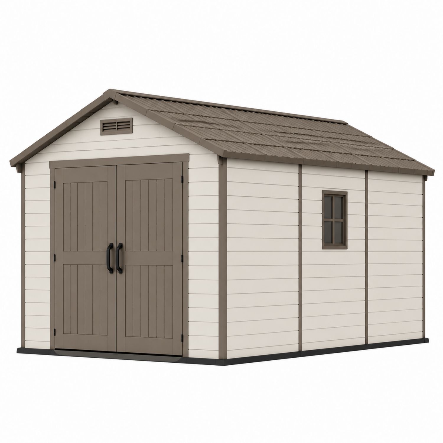 Cobertizo de Jardín de Polipropileno Beige/Marrón 3.5m x 2.4m x 2.3m-Omnilevar