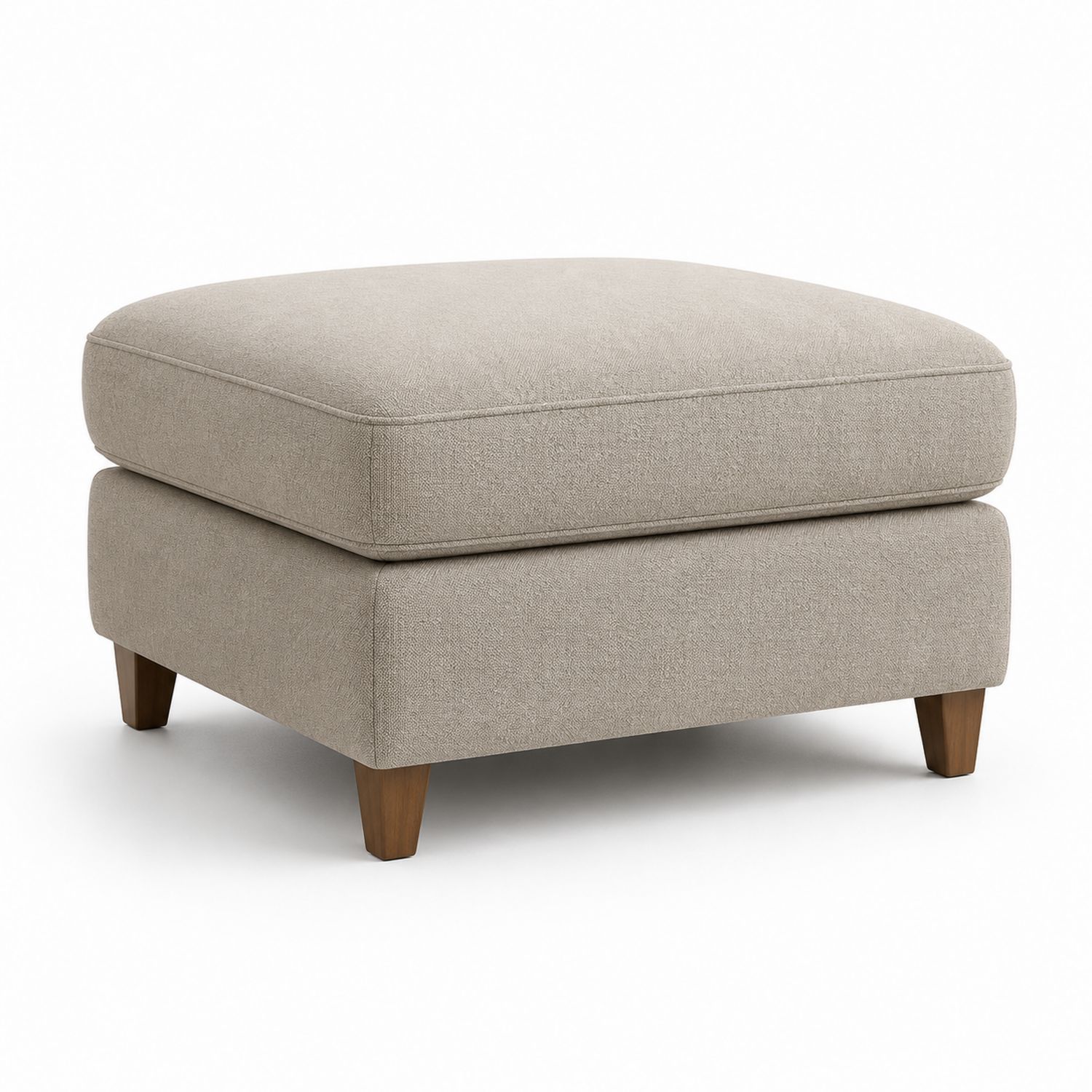 Puf reposapiés cuadrado 60x60x40 cm tela poliéster beige patas madera-Omnilevar