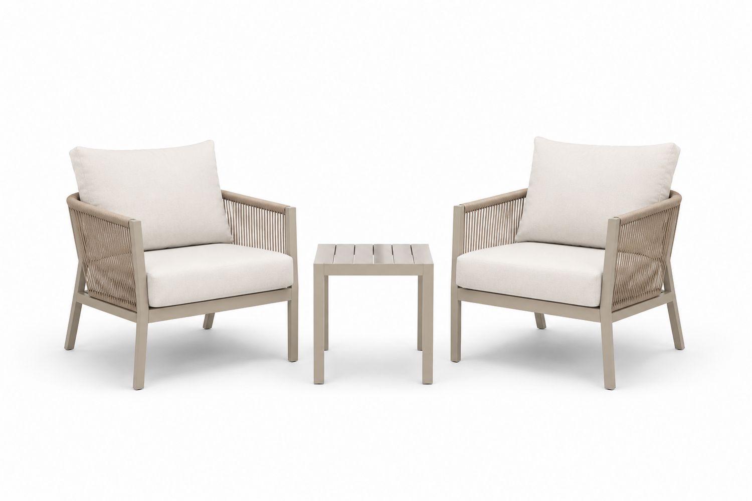 Conjunto de Sillas y Mesa de Exterior de Aluminio y Cuerdas Beige-Omnilevar