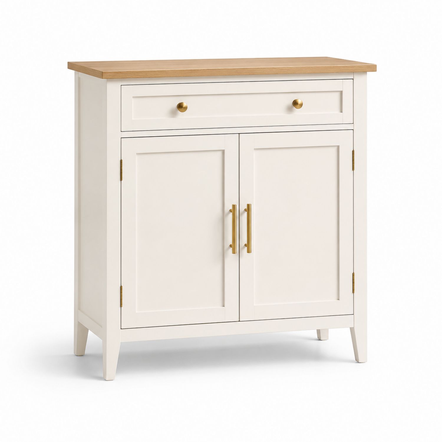 Aparador de Madera MDF con Acabado de Roble y Blanco 80x35x100 cm-Omnilevar