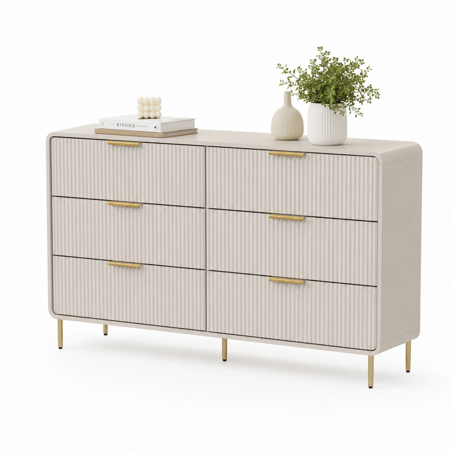 Cómoda de 6 cajones de madera MDF y patas de acero-Omnilevar
