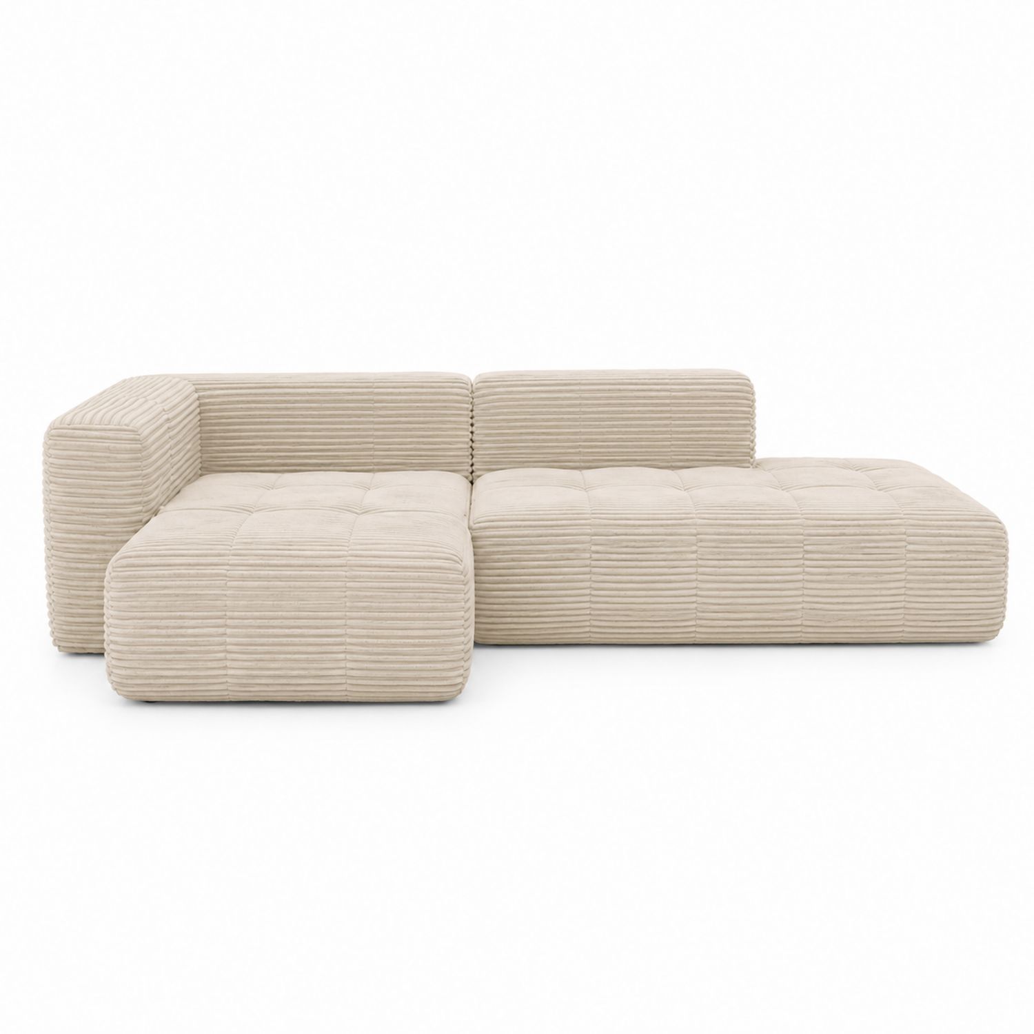 Canapé d'angle en tissu côtelé beige