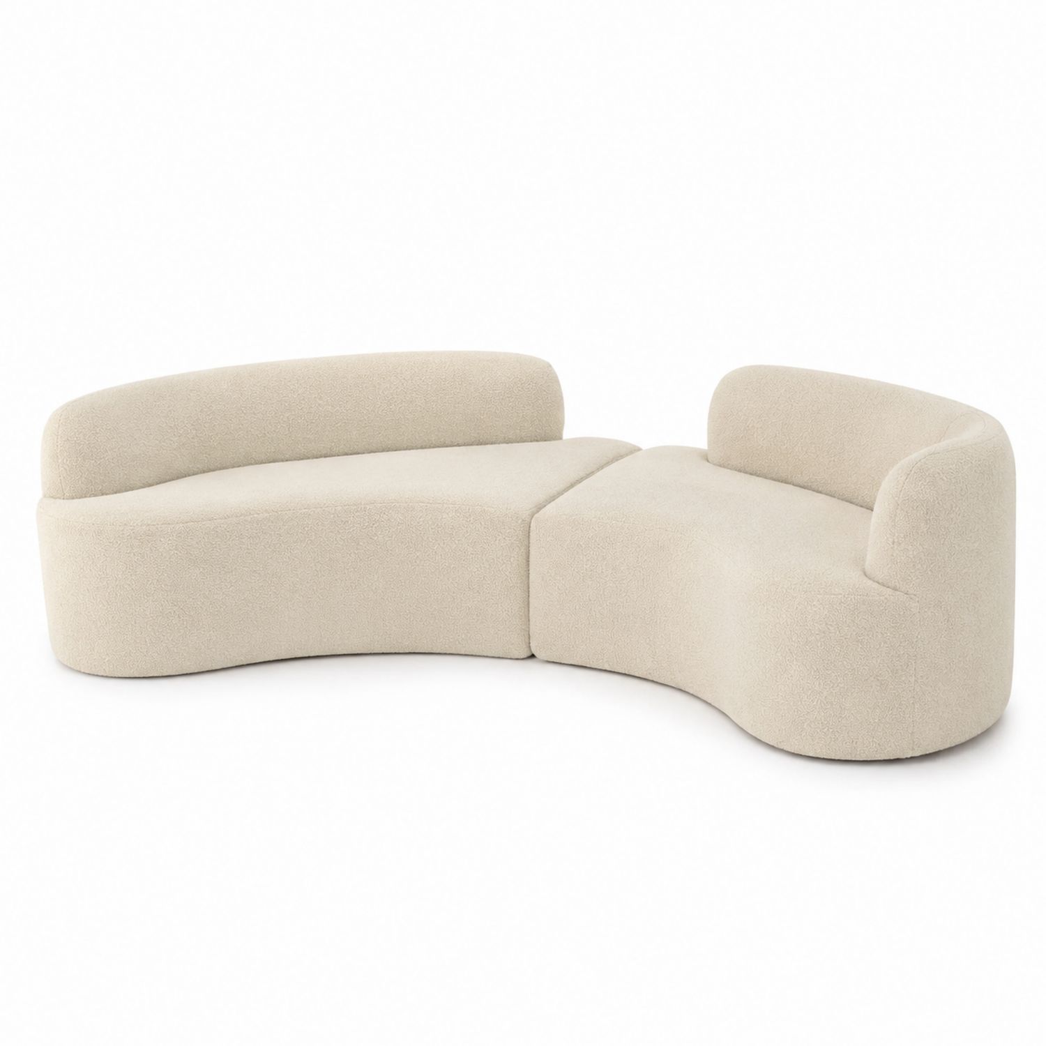 Canapé modulable courbe en tissu bouclé Beige 300 cm