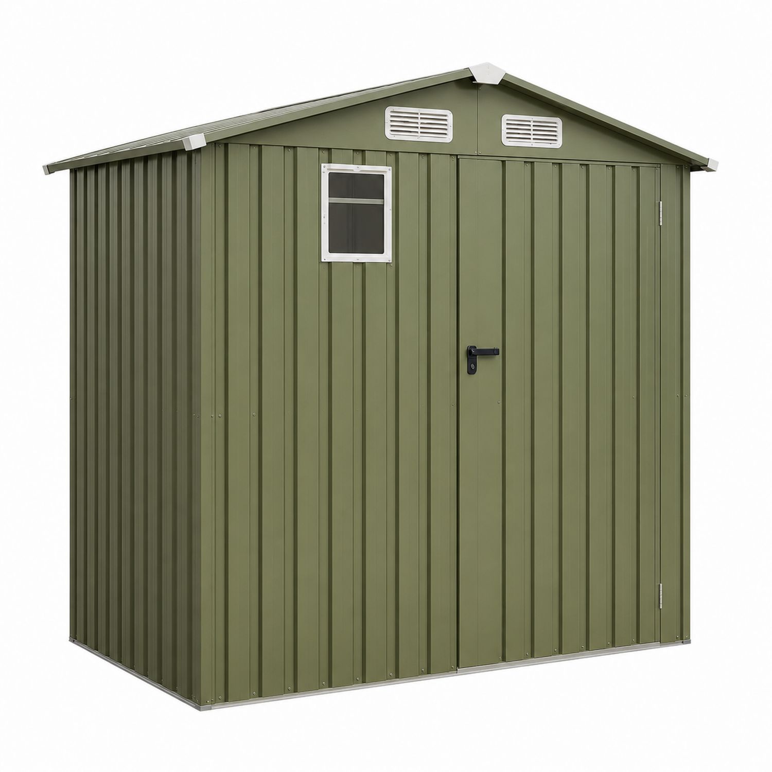 Abri de jardin en acier vert avec fenêtre 213x130x185 cm