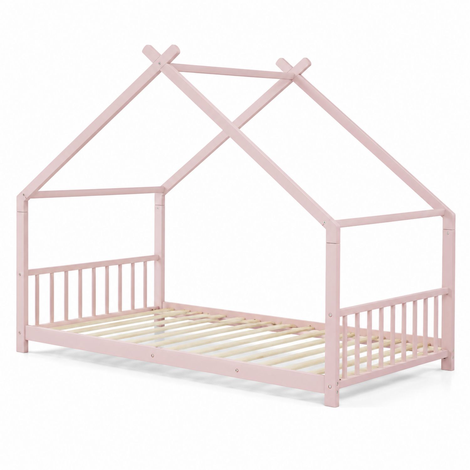 Lit cabane en pin pour enfant Rose 200x90 cm