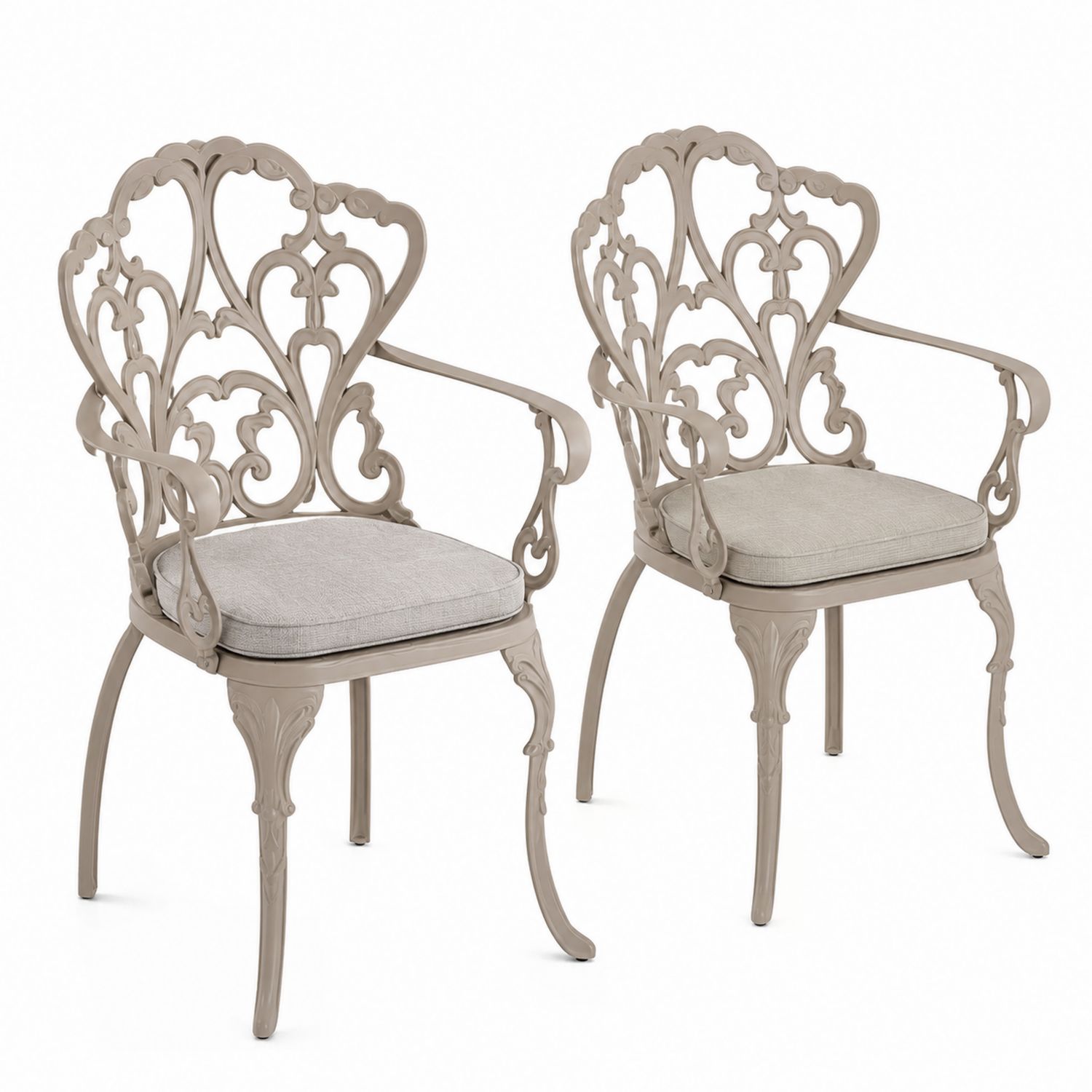 Set de 2 chaises en aluminium avec coussins, Beige