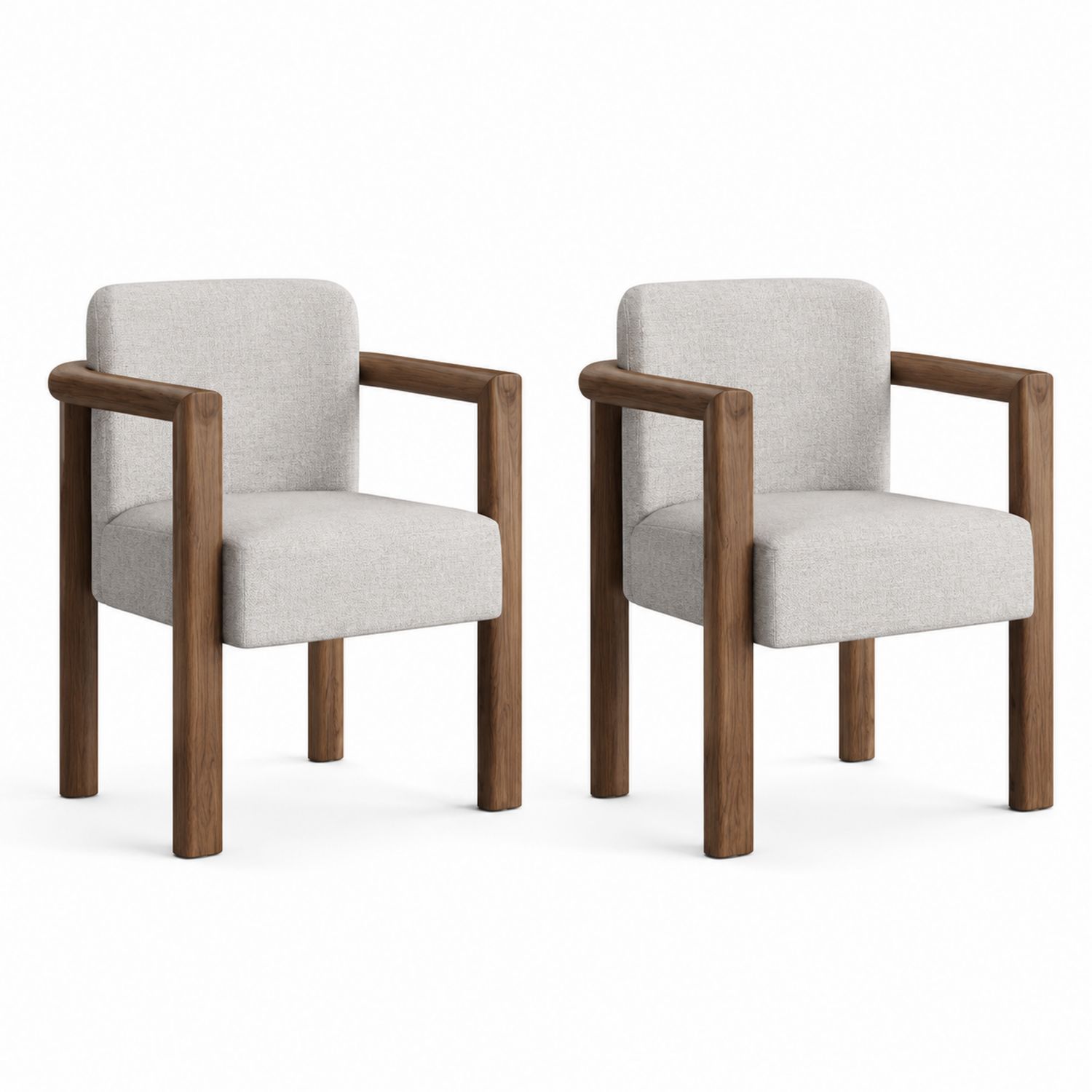 Chaises en tissu avec accoudoirs en bois - Lot de 2