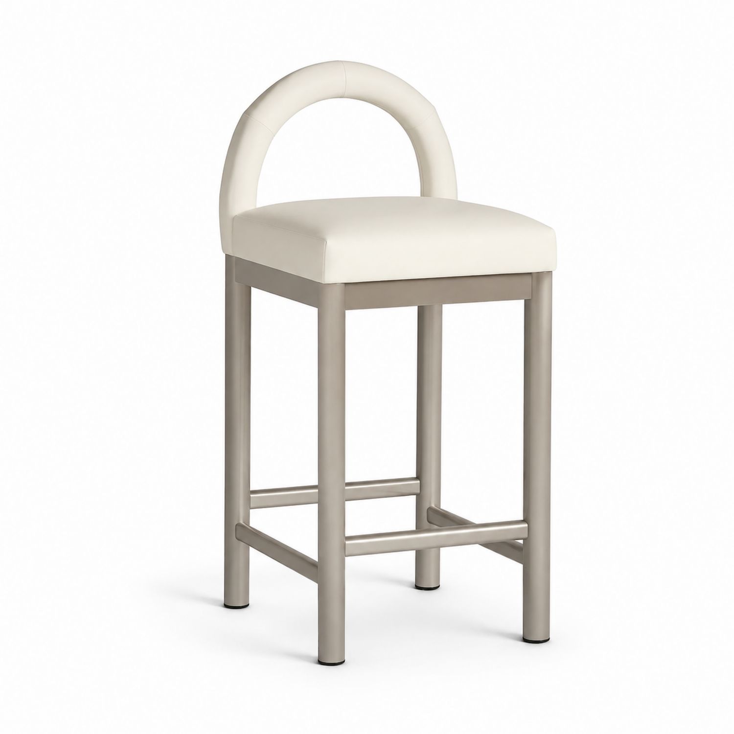 Tabouret de bar en métal avec dossier arquée blanc