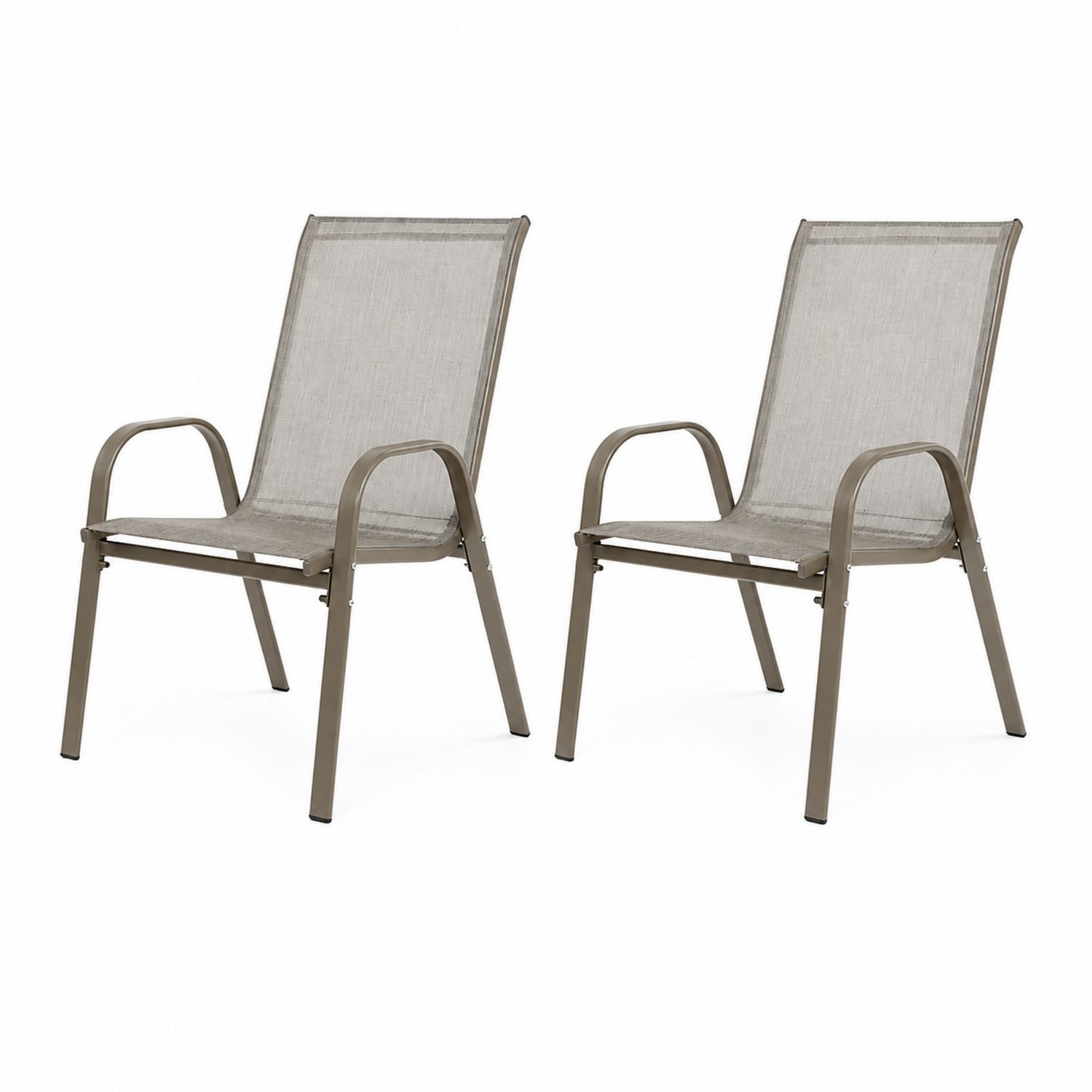 Lot de 2 chaises d'extérieur en acier et textilène beige