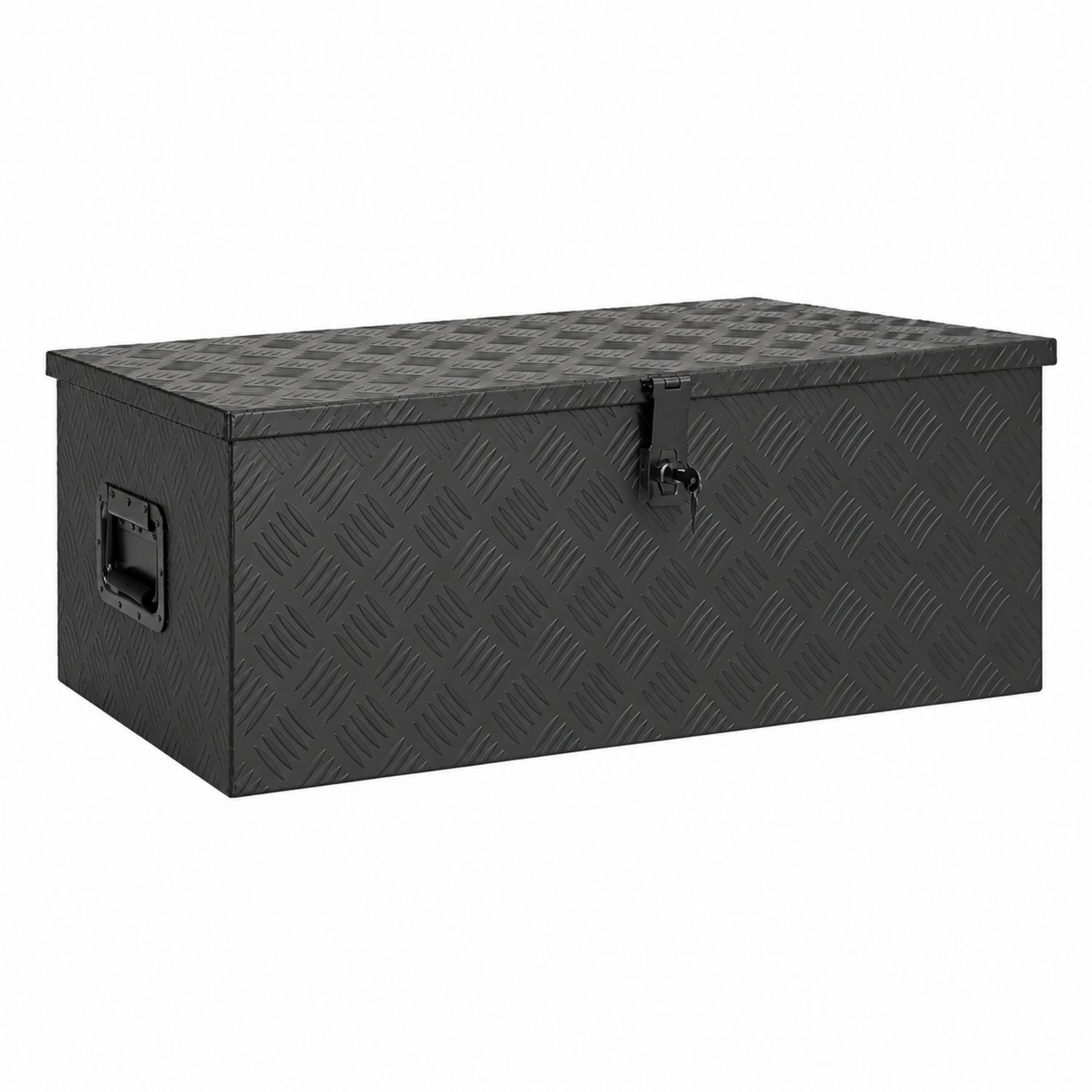 Coffre de rangement en métal noir 100x50x40 cm