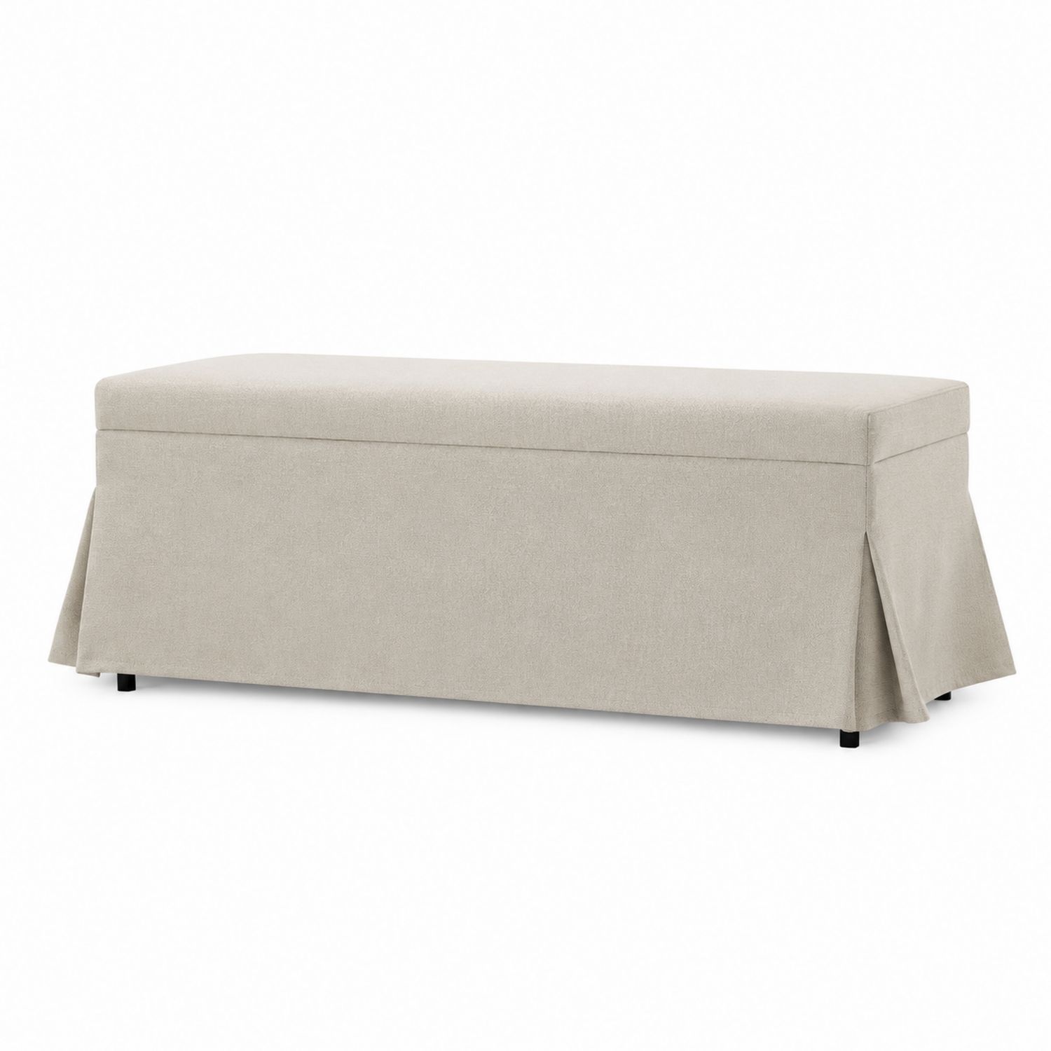 Banc de rangement en tissu beige 120x40x45 cm