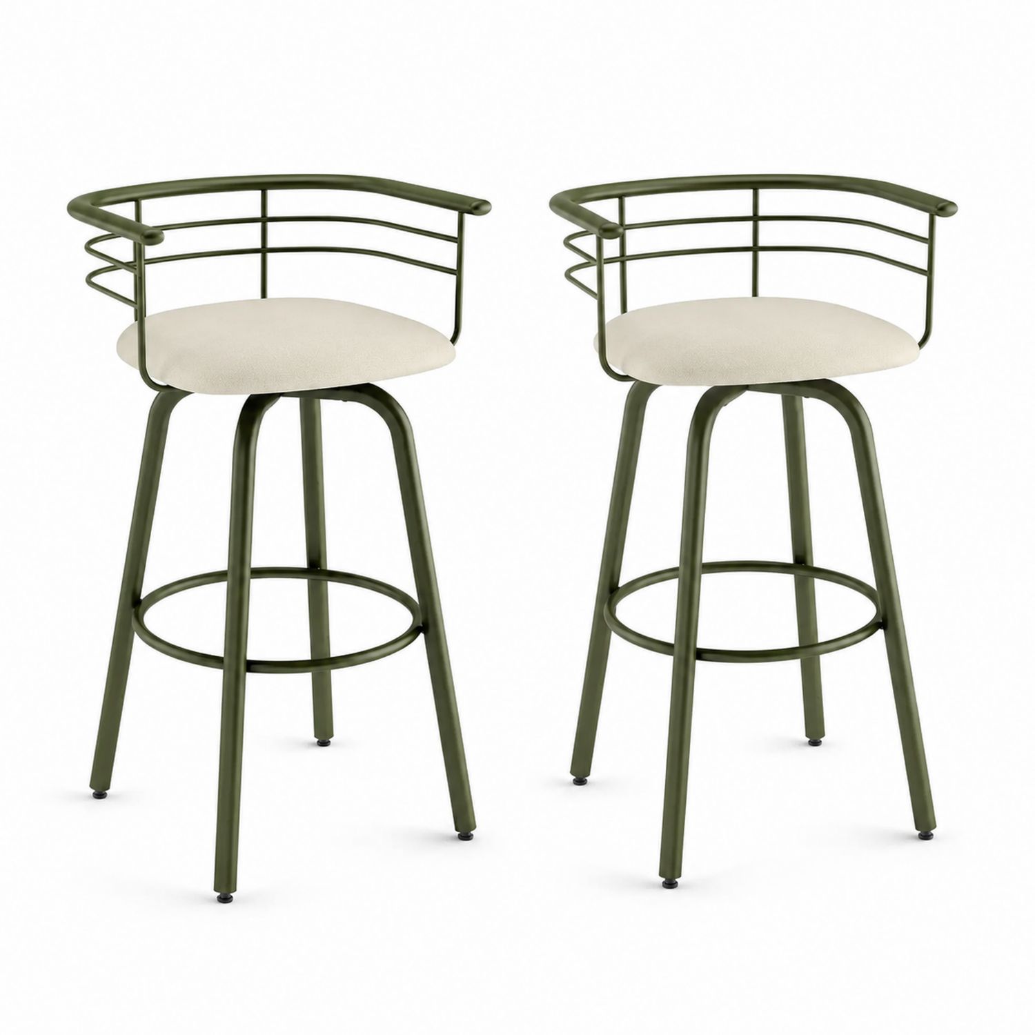 Tabourets de bar en métal et tissu ensemble de 2 pièces