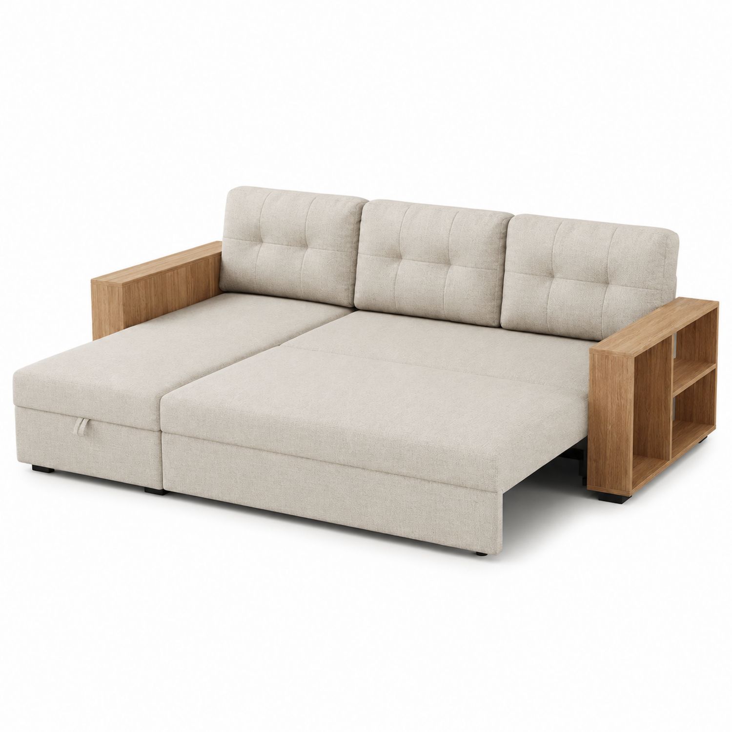 Canapé-lit d'angle en tissu et bois 250 cm