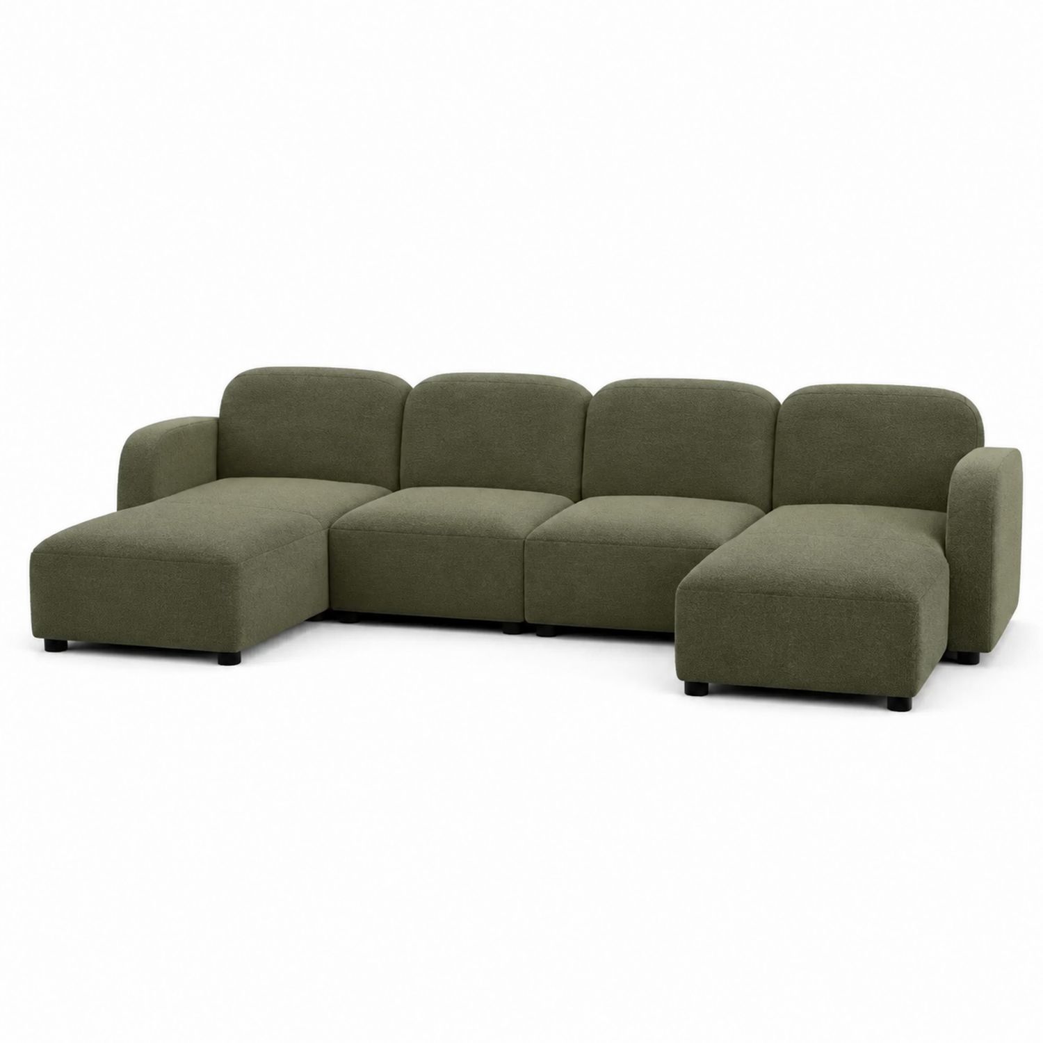 Canapé d'angle modulaire en tissu 5 places Vert Olive