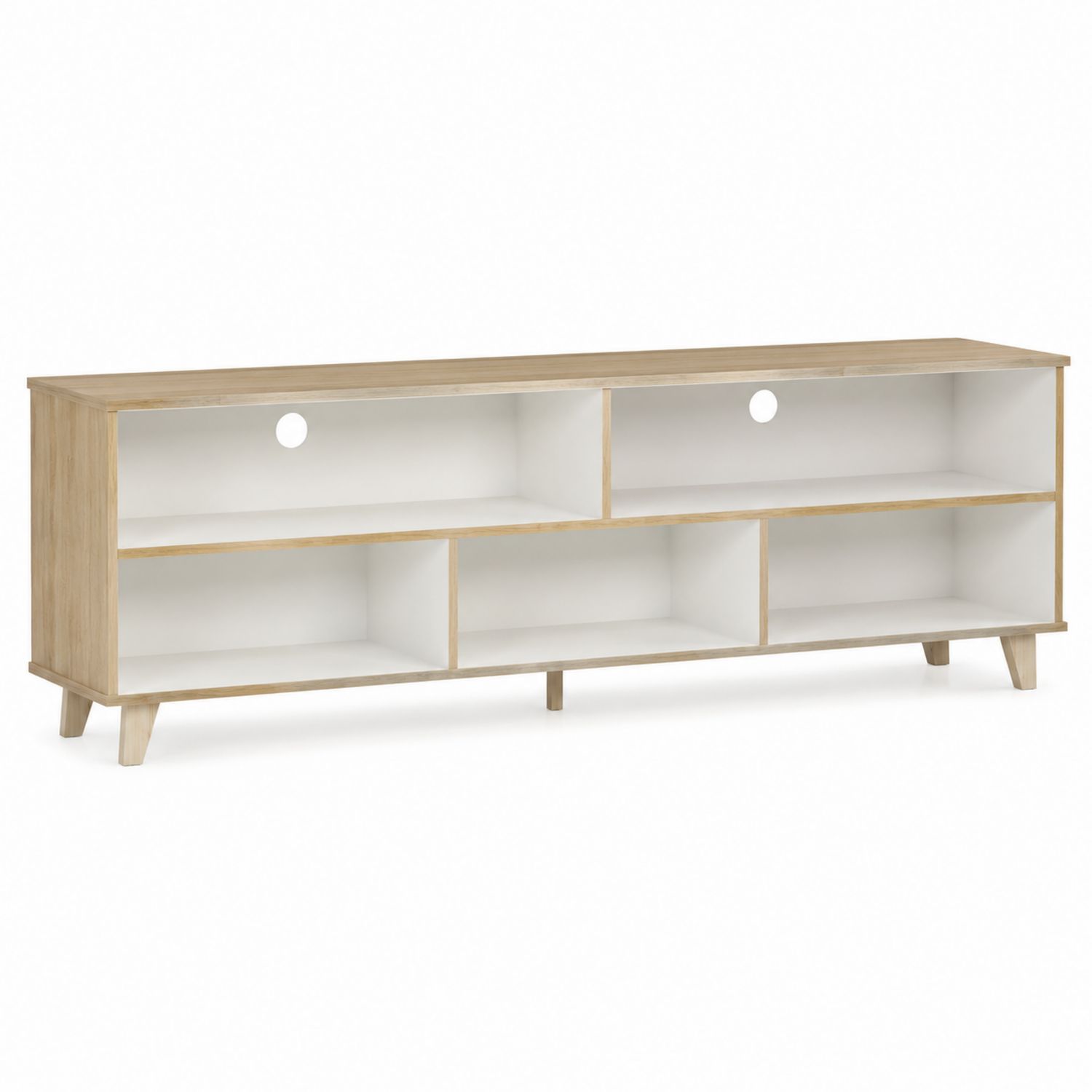 Meuble TV en bois avec étagères 160 cm