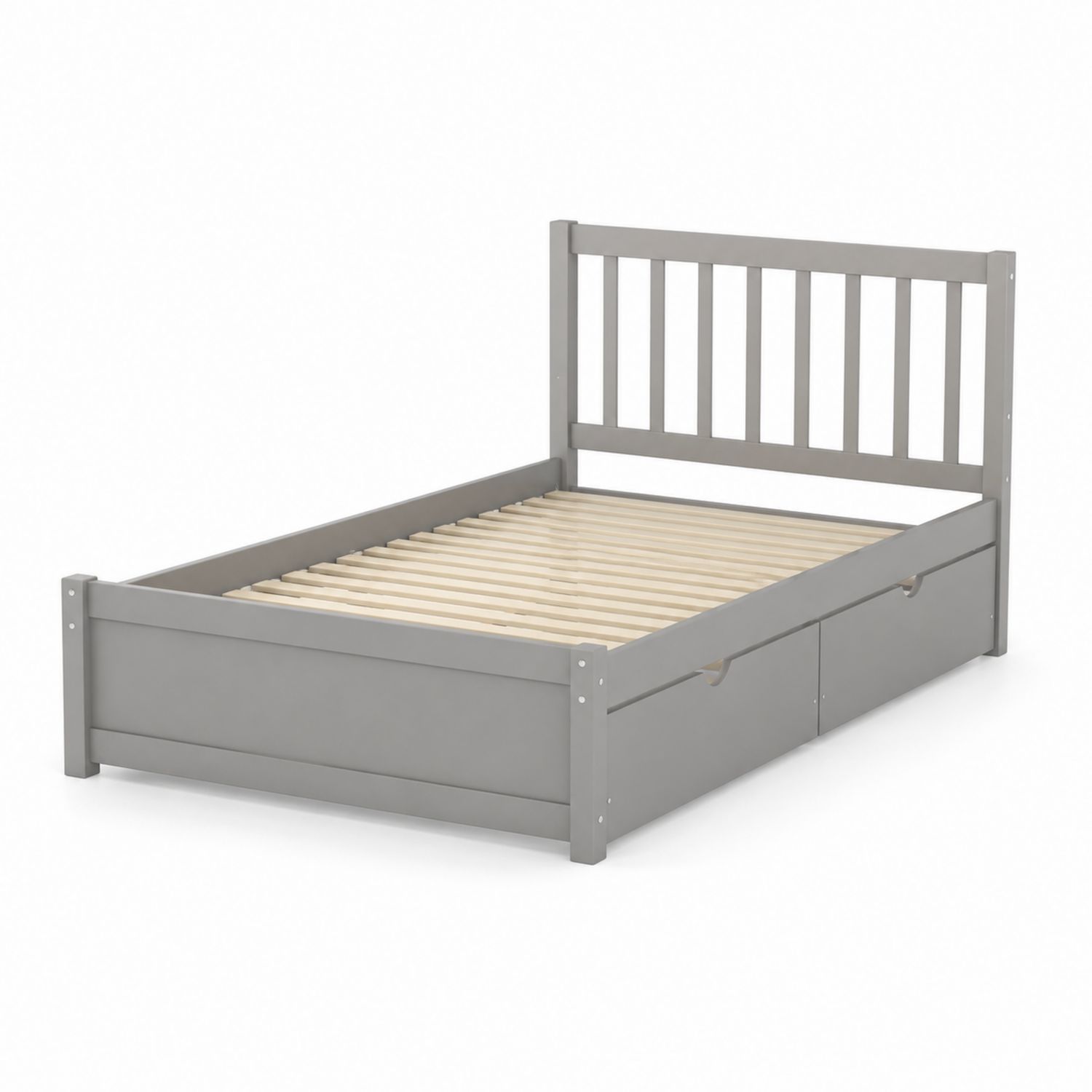 Lit simple en bois avec tiroirs de rangement 90x200 cm Gris