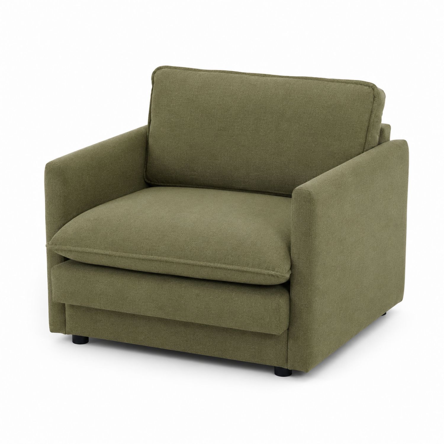 Fauteuil en tissu Vert Olive avec accoudoirs