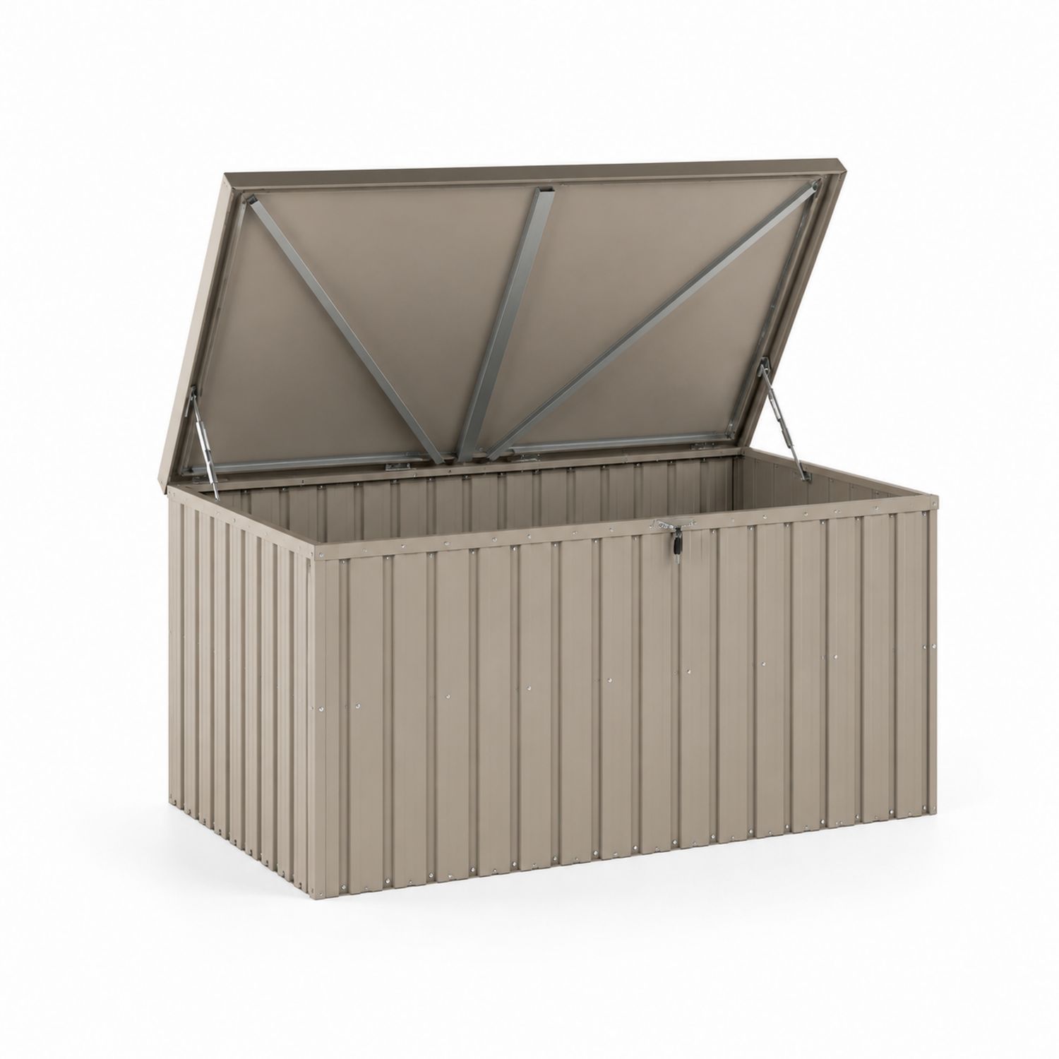 Coffre de rangement extérieur en métal beige 120x60x60 cm