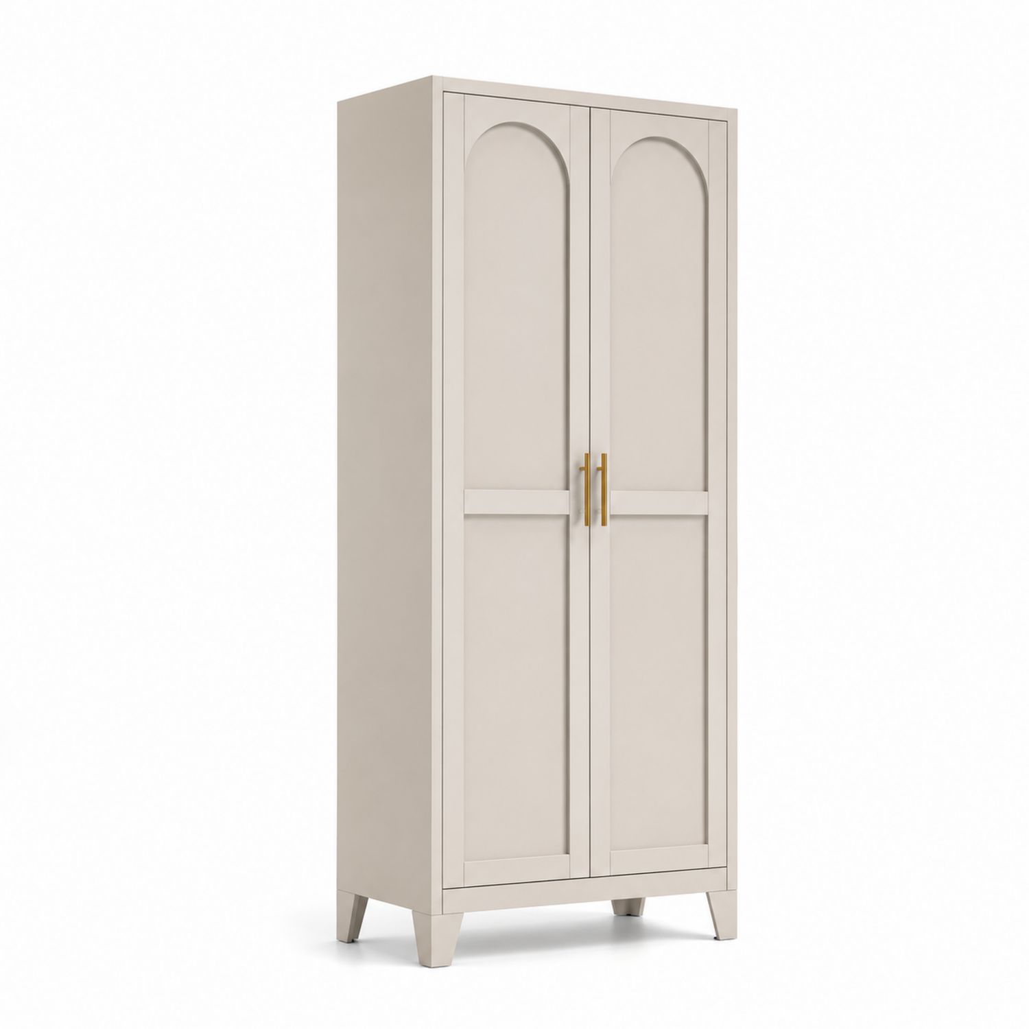 Armoire en bois avec poignées en acier inoxydable 180x80x50 cm Beige