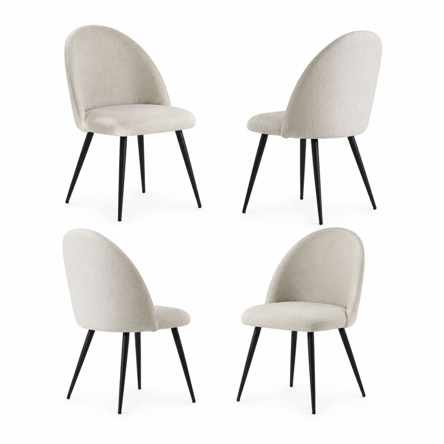 Chaises de salle à manger en tissu avec pieds en métal, Lot de 4