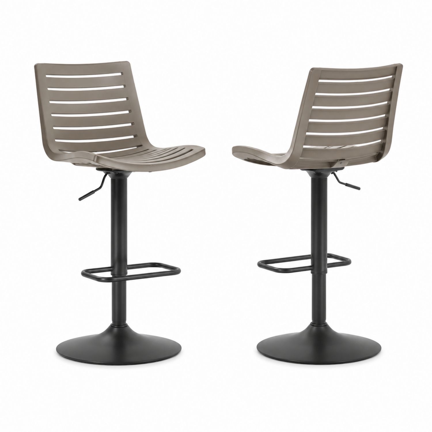 Tabourets de bar réglables pivotants en plastique et métal Noir, lot de 2