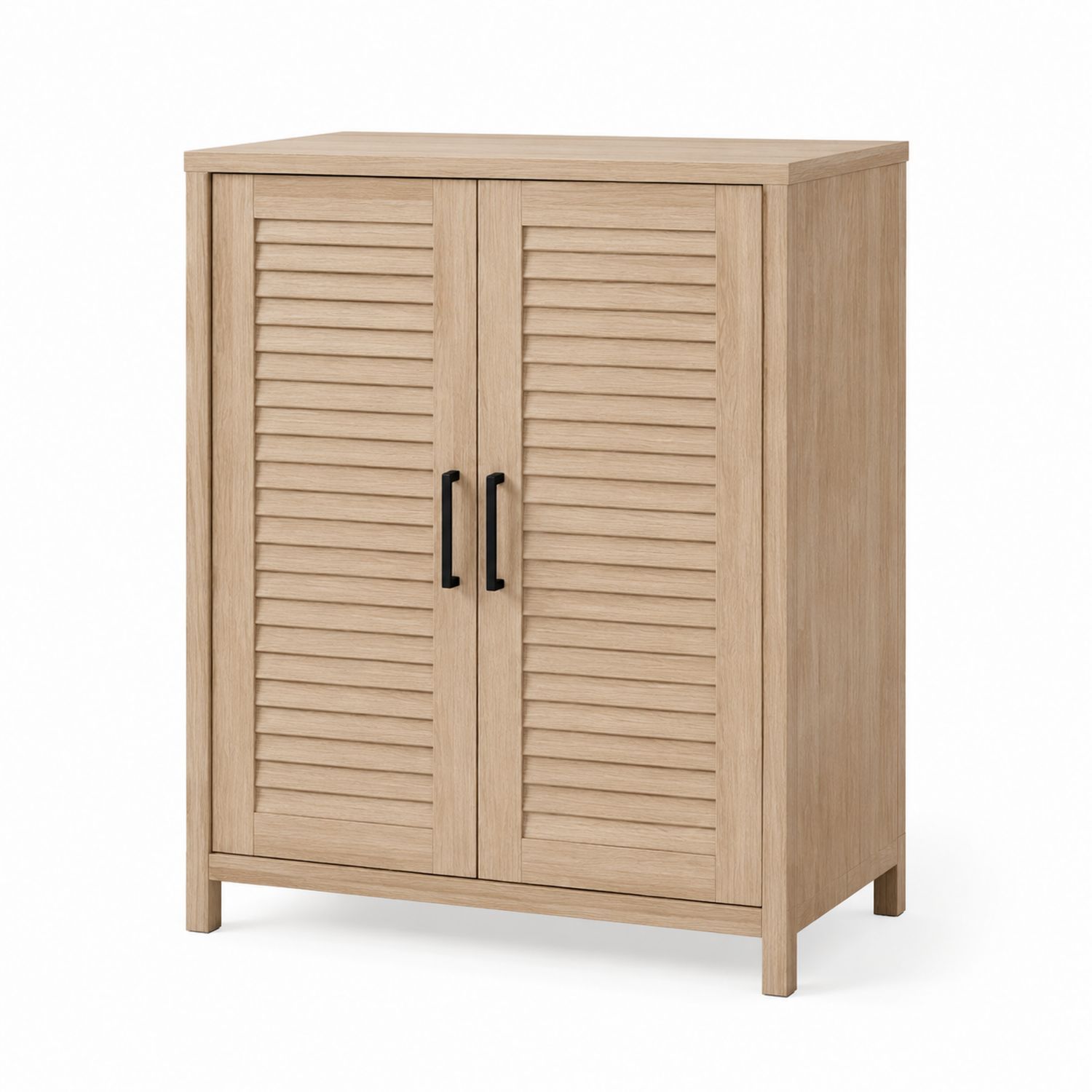 Armoire de rangement en bois avec poignées noires en chêne clair 80x40x100 cm