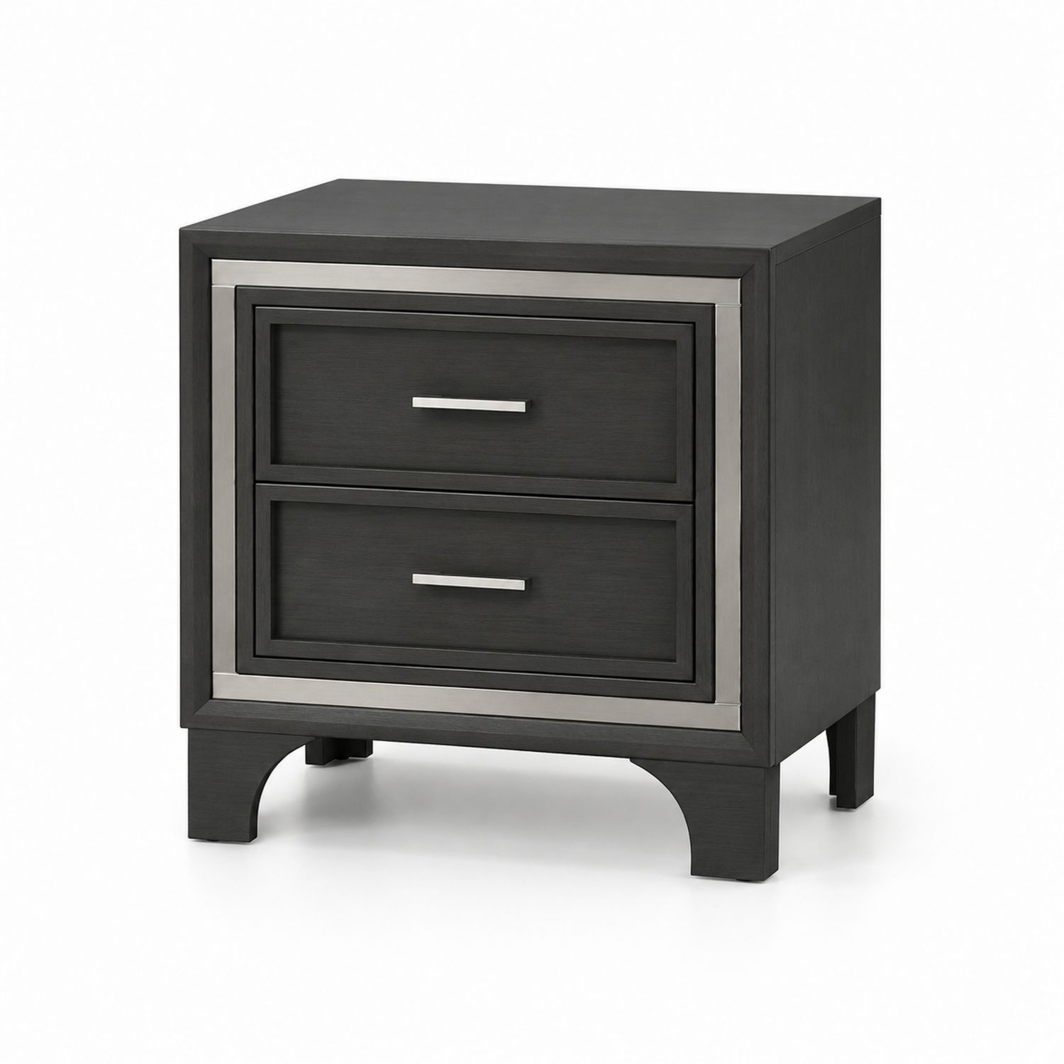Table de chevet en bois noir avec 2 tiroirs