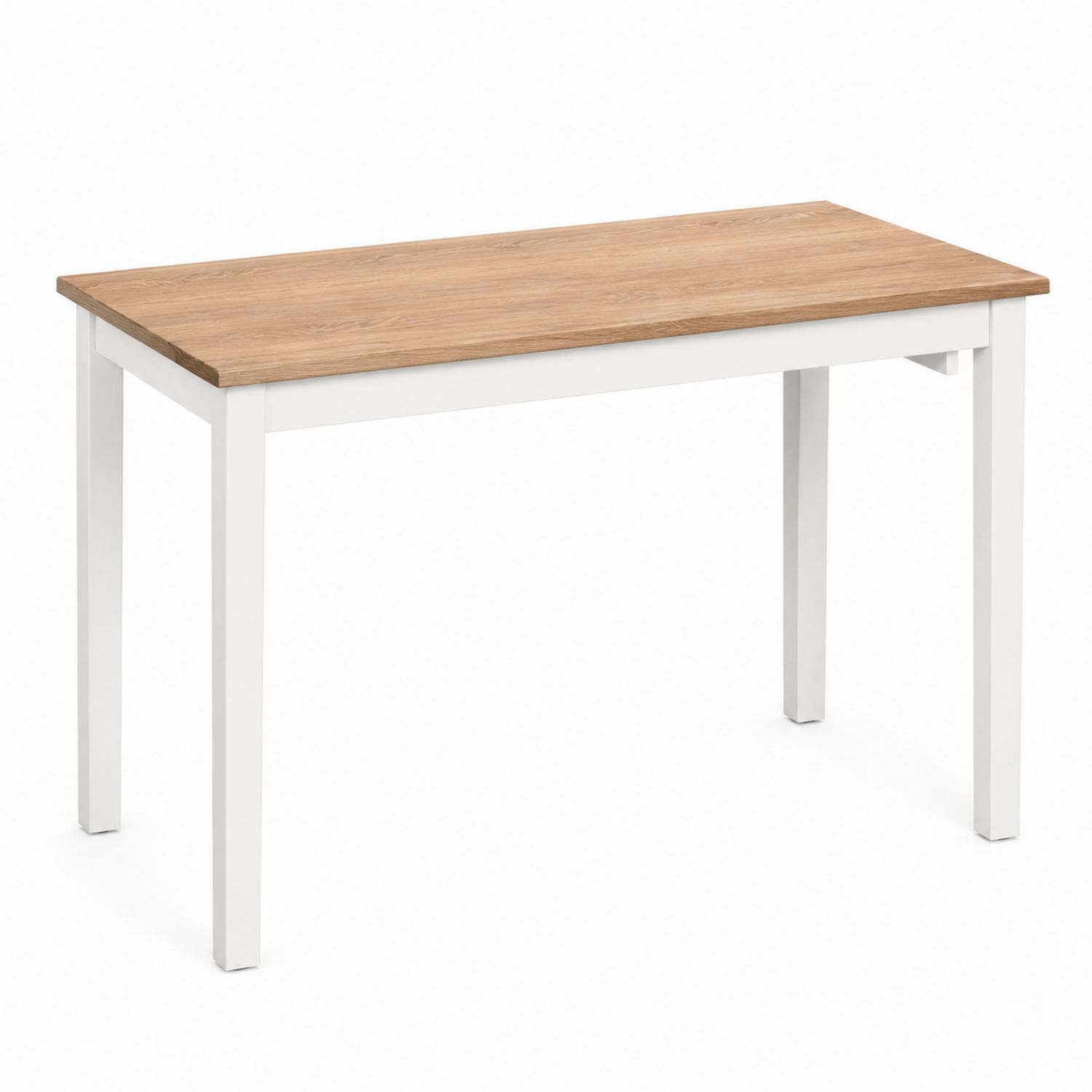 Table rectangulaire 120x60 cm MDF Chêne Acier Blanc